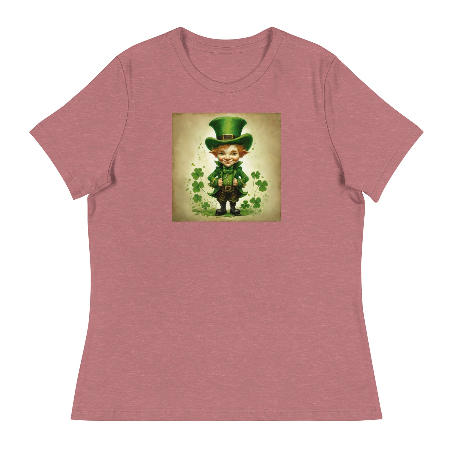 Cute Leprechaun Women's St Patrick's Day T-Shirt Heather Mauve