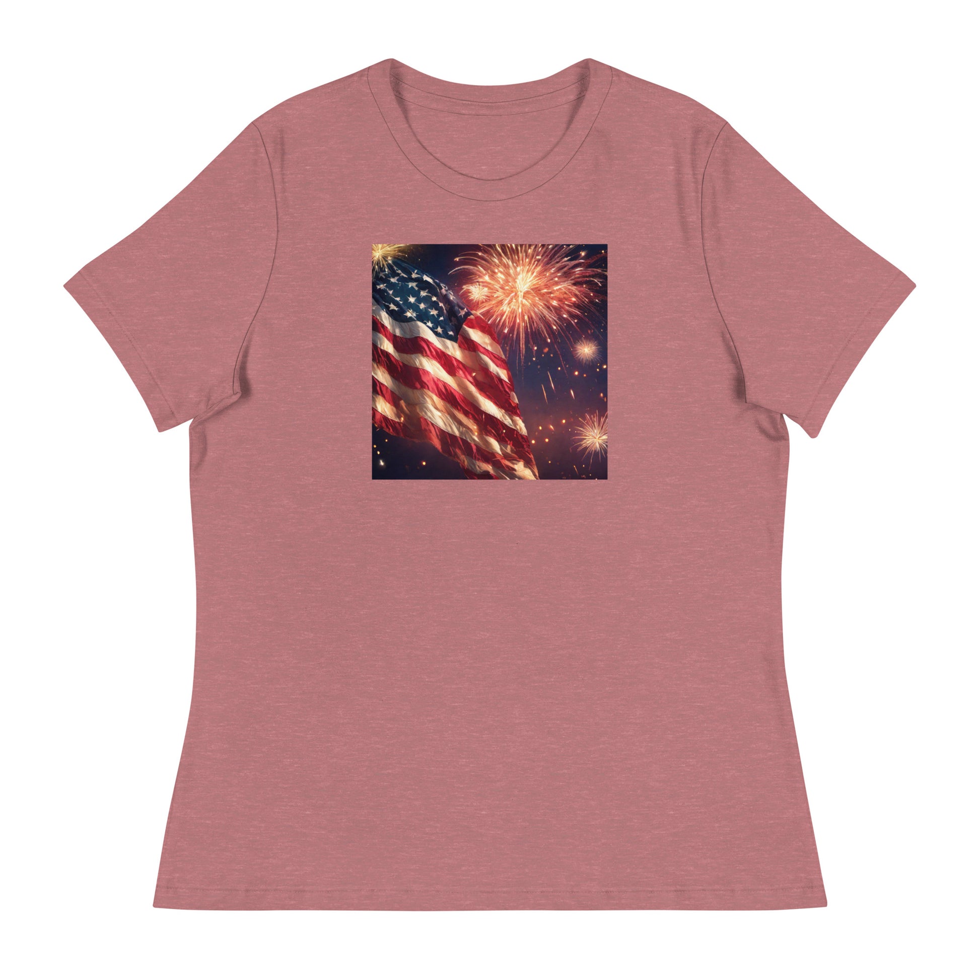 American Flag Women's 4th of July T-Shirt Heather Mauve