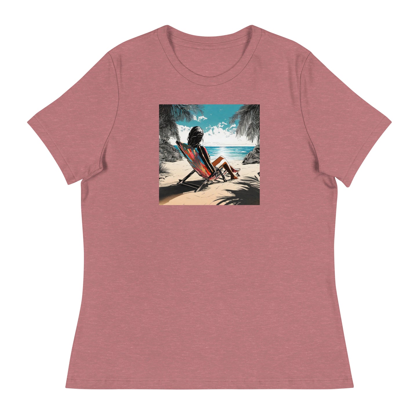 Relaxing on the Beach Women's Summer T-Shirt Heather Mauve