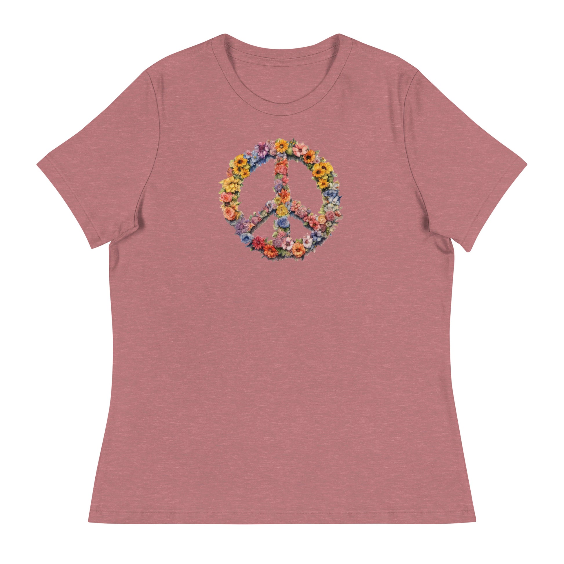 Flower Peace Sign Women's T-Shirt Heather Mauve