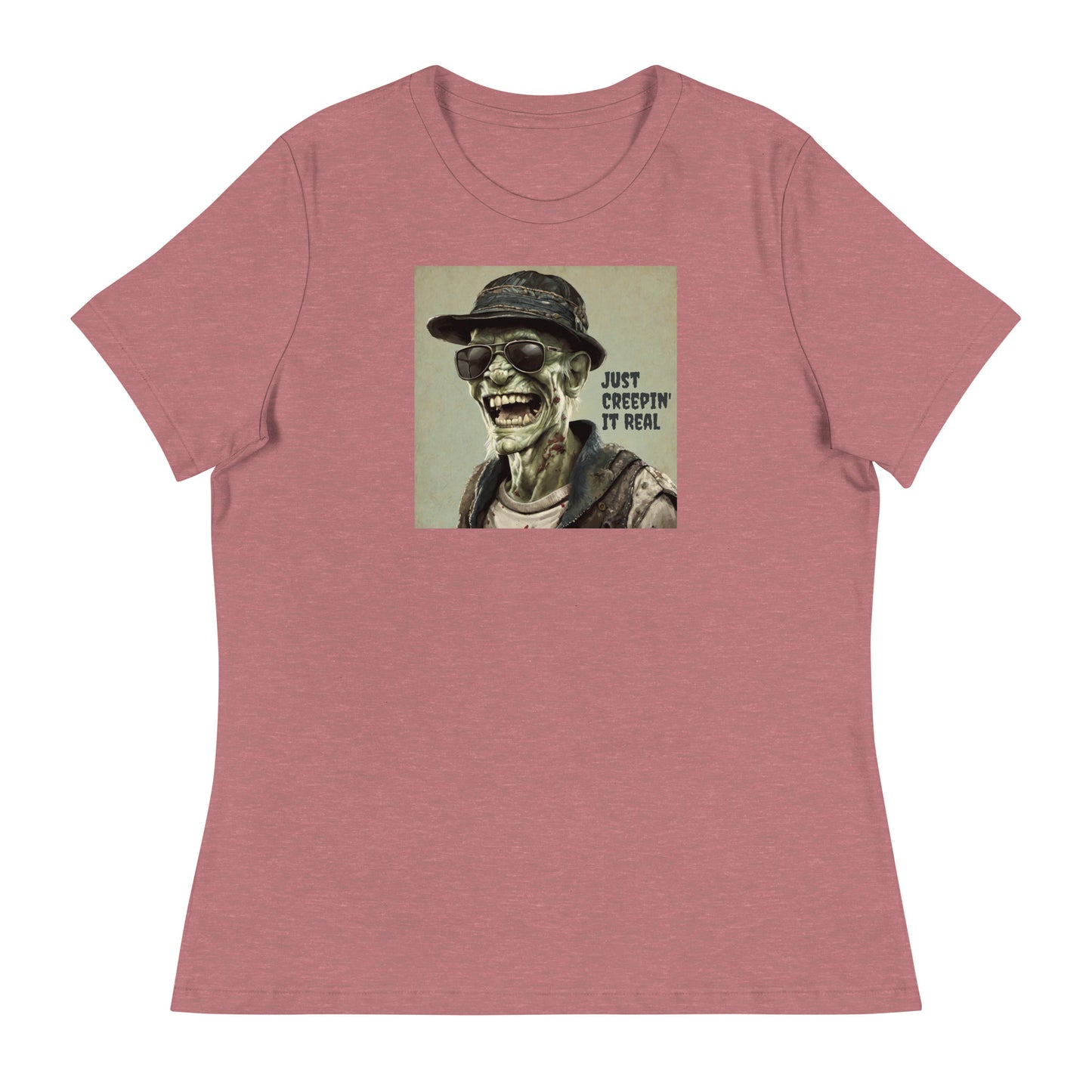 Just Creepin' It Real Women's Zombie T-Shirt for Halloween Heather Mauve