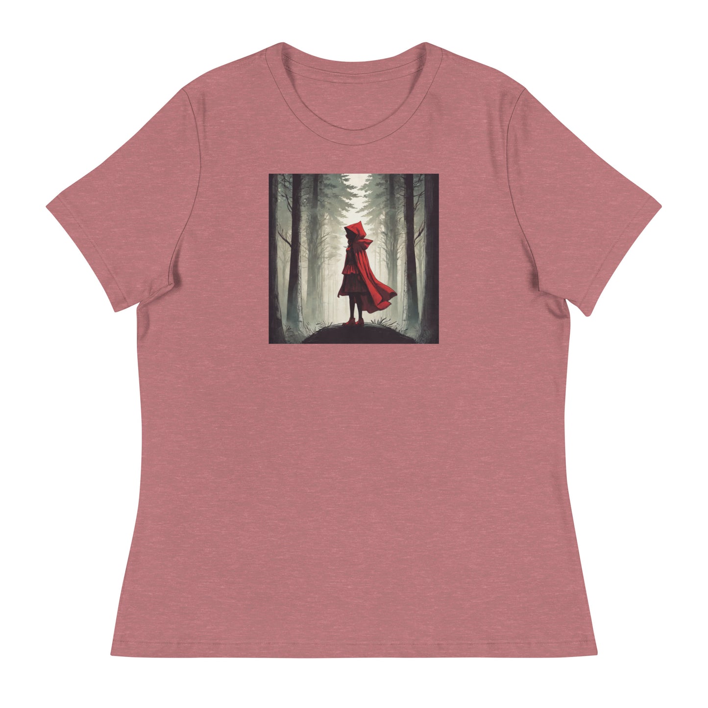 Bold Red Riding Hood in Forest Women's Fairy Tale T-Shirt Heather Mauve