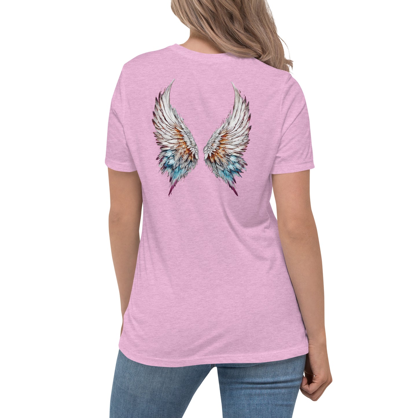 Colorful Angel Wings Women's T-Shirt Heather Prism Lilac