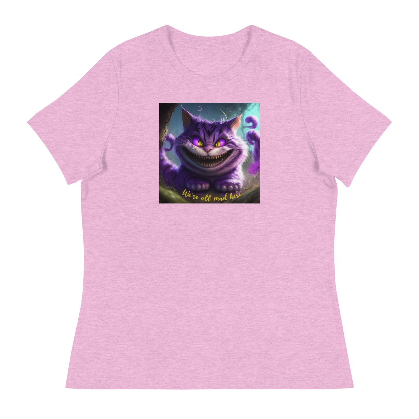 We're All Mad Here Cheshire Cat Women's T-Shirt Heather Prism Lilac