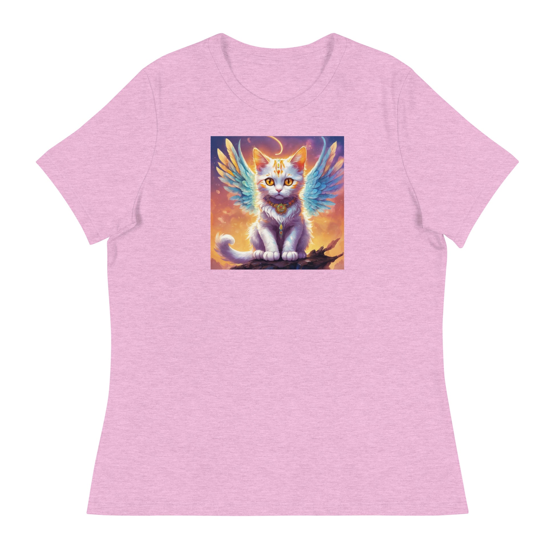 Cat with Wings Women's Graphic Tee Heather Prism Lilac