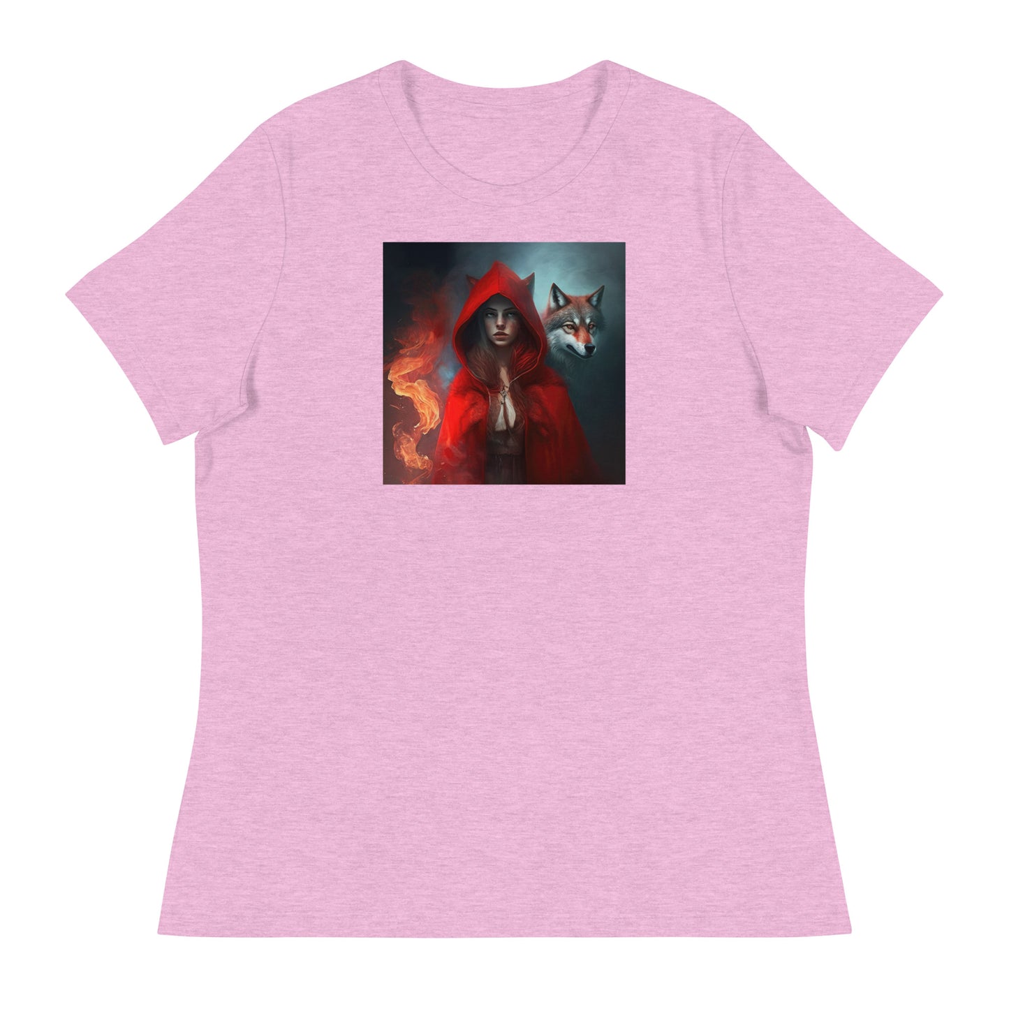 Fiery Red Riding Hood & Wolf Women's T-Shirt Heather Prism Lilac