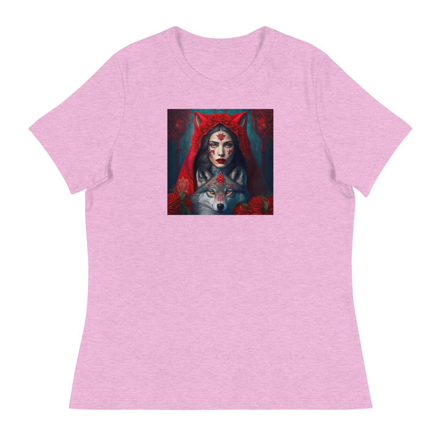 Red Riding Hood Unites with the Wolf Women's T-Shirt Heather Prism Lilac