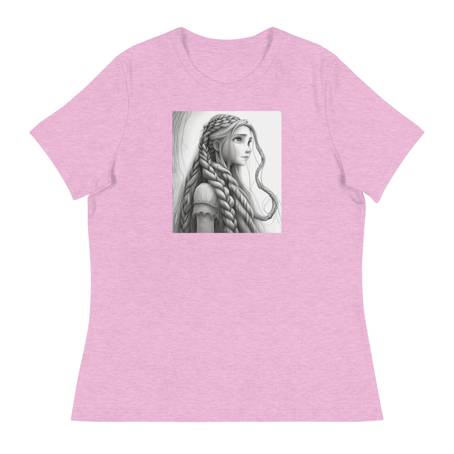 Rapunzel Sketch Women's Fairy Tale T-Shirt Heather Prism Lilac