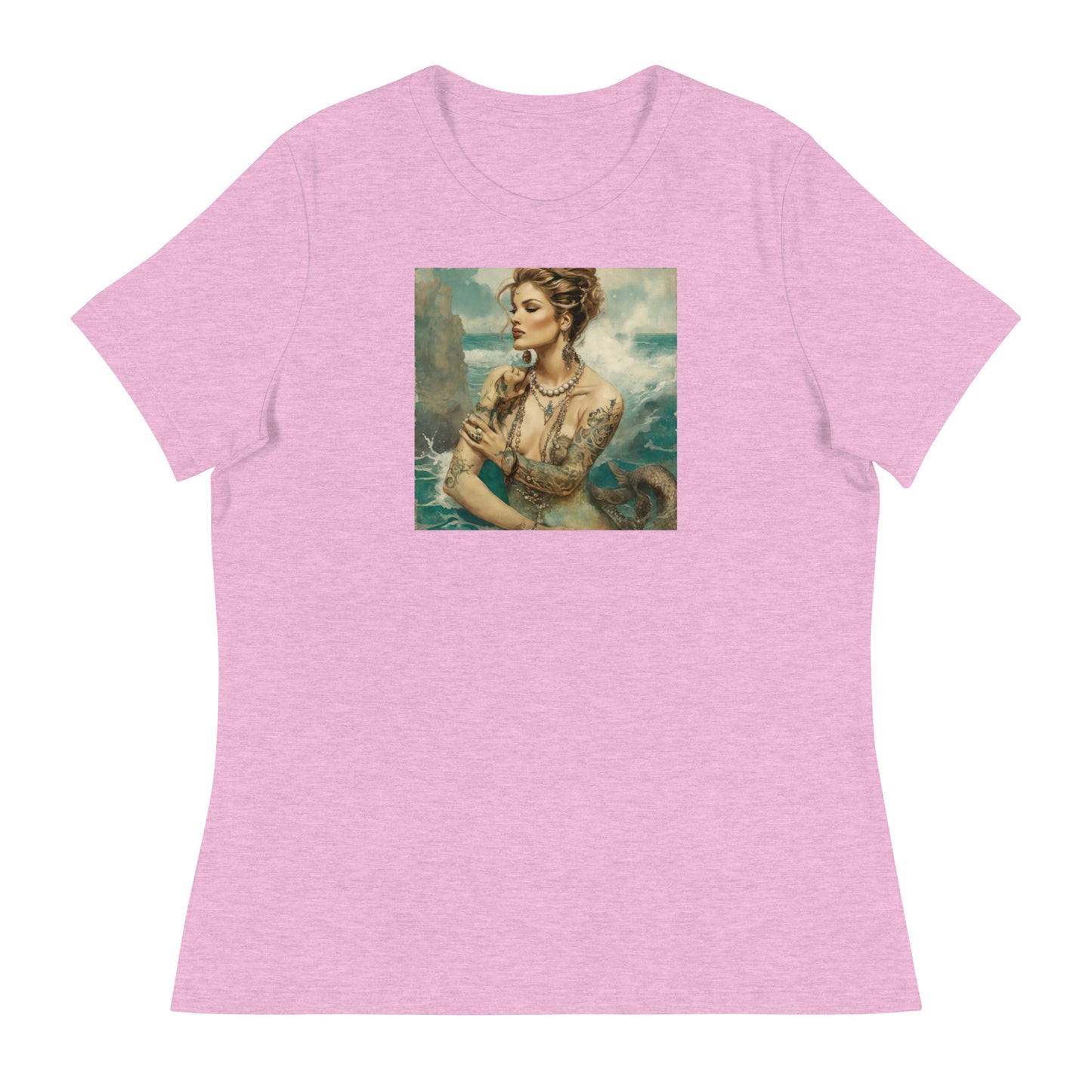 Mermaid with Tattoos Women's T-Shirt Heather Prism Lilac