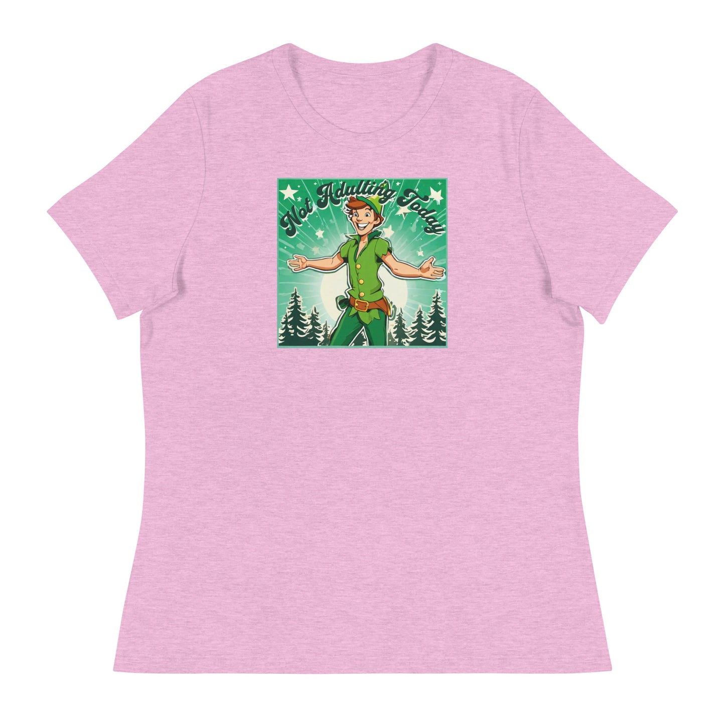 Peter Pan Not Adulting Today Women's Funny T-Shirt Heather Prism Lilac