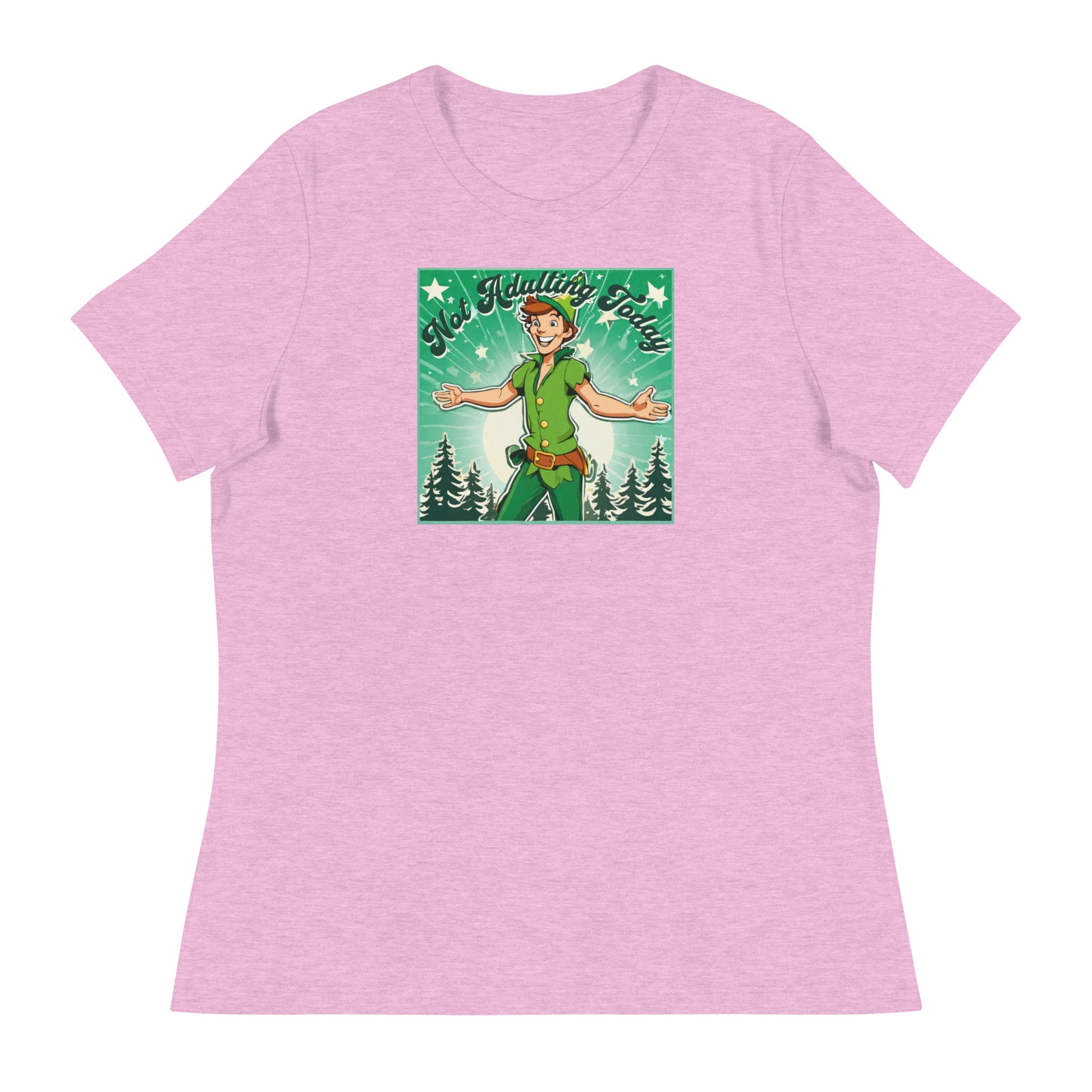 Peter Pan Not Adulting Today Women's Funny T-Shirt Heather Prism Lilac