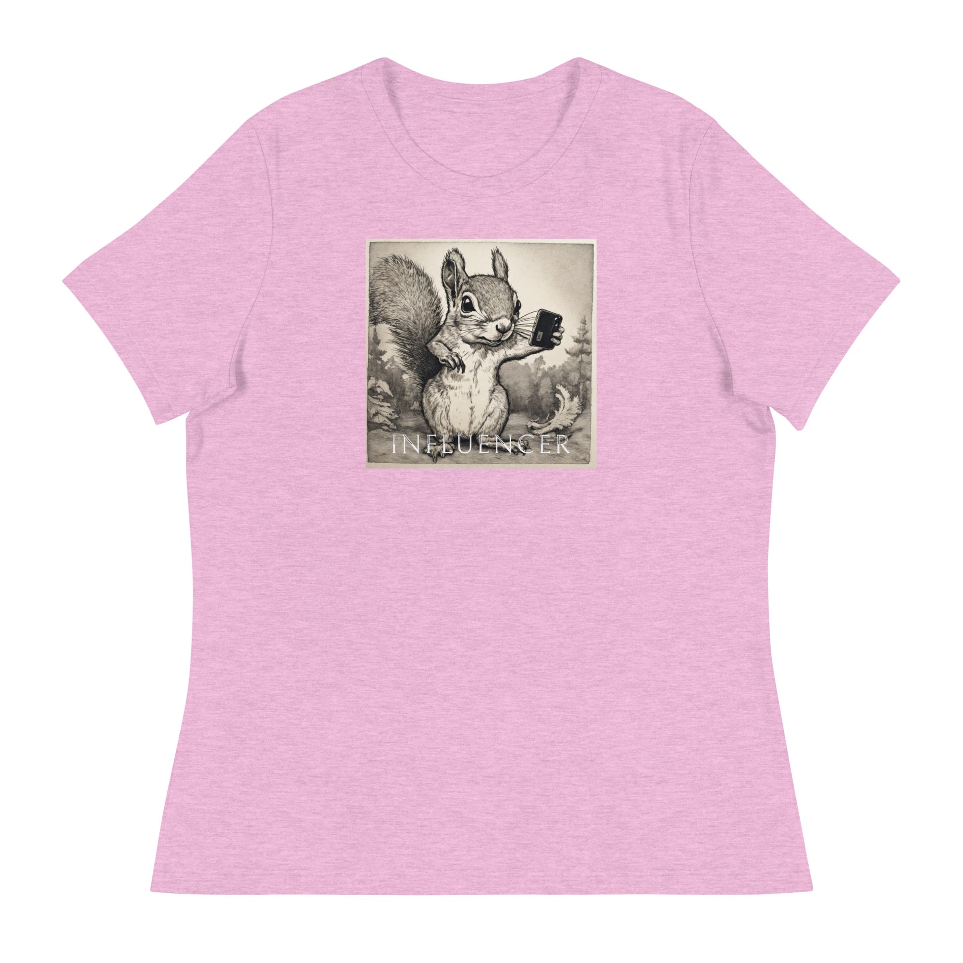 Squirrel Influencer Women's Funny Shirt Heather Prism Lilac