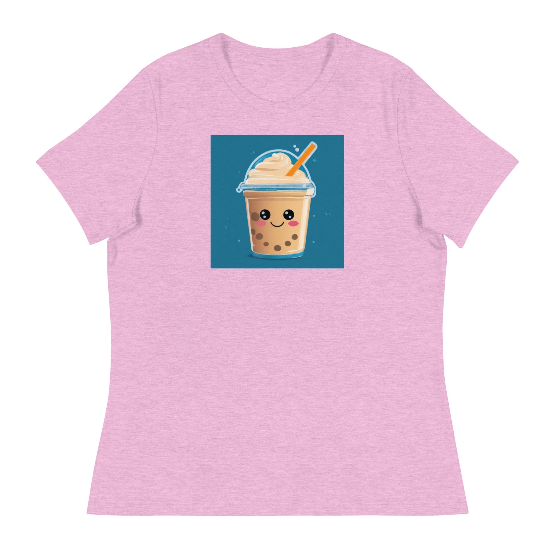 Boba Bubble Milk Tea Women's Funny Graphic Tee Heather Prism Lilac