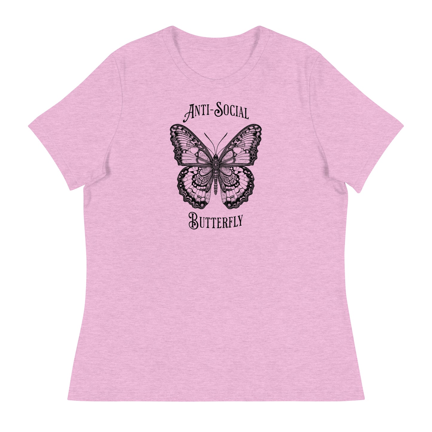 Anti-Social Butterfly Women's Funny T-Shirt Heather Prism Lilac