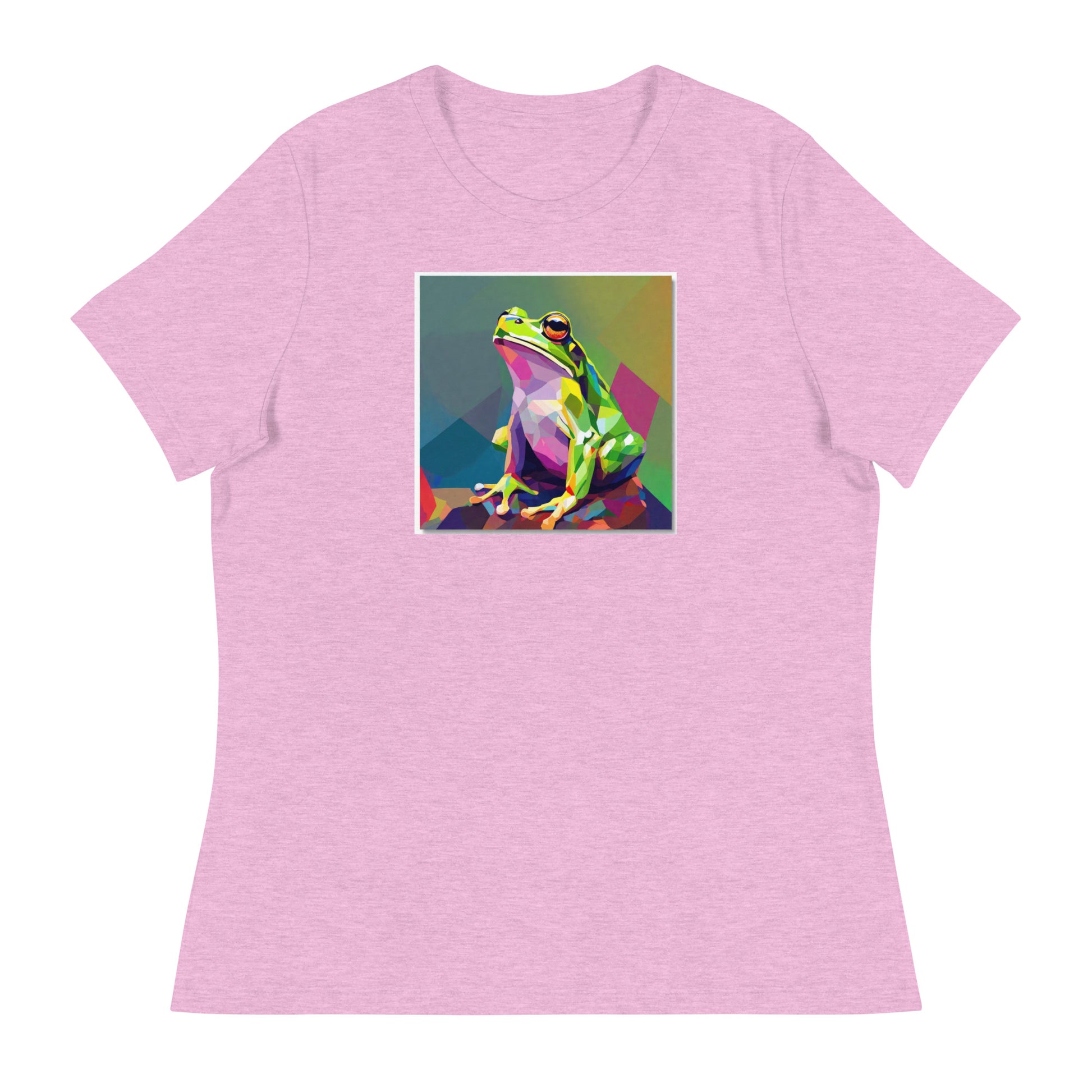 Geometric Frog Women's Animal T-Shirt Heather Prism Lilac