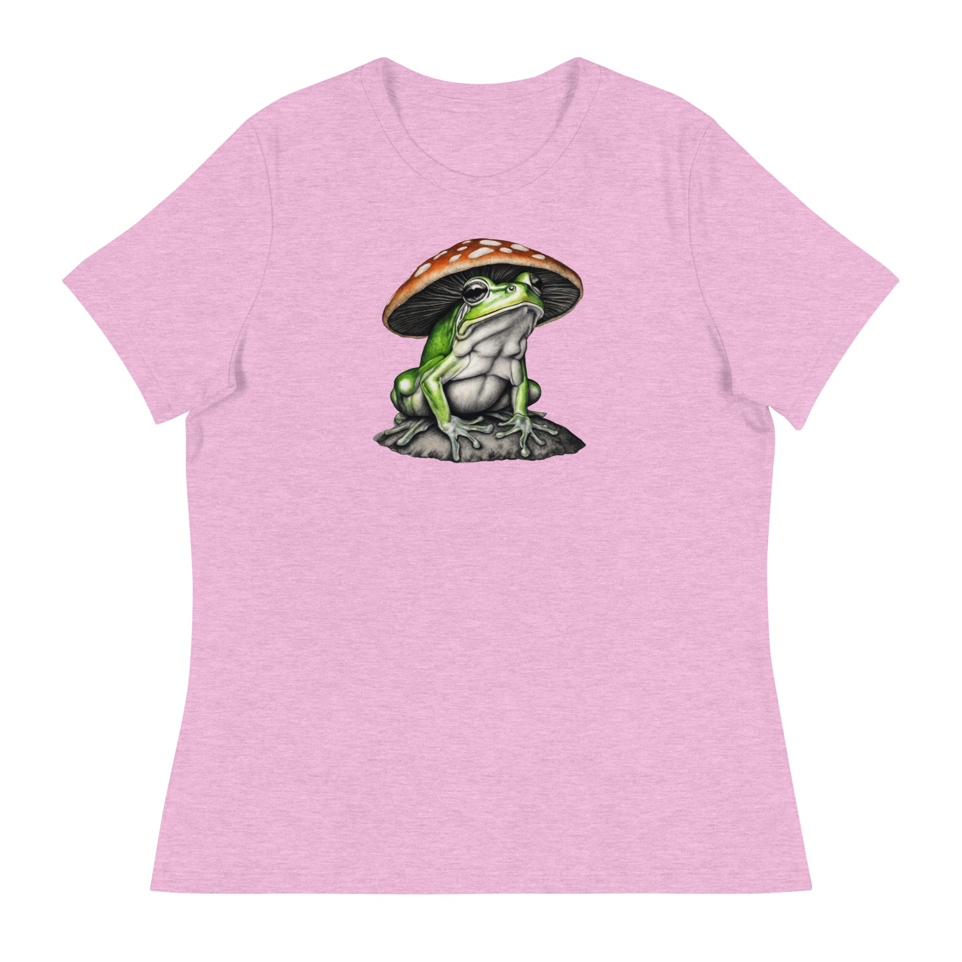 Frog in Shroom Cap Women's Graphic Tee Heather Prism Lilac