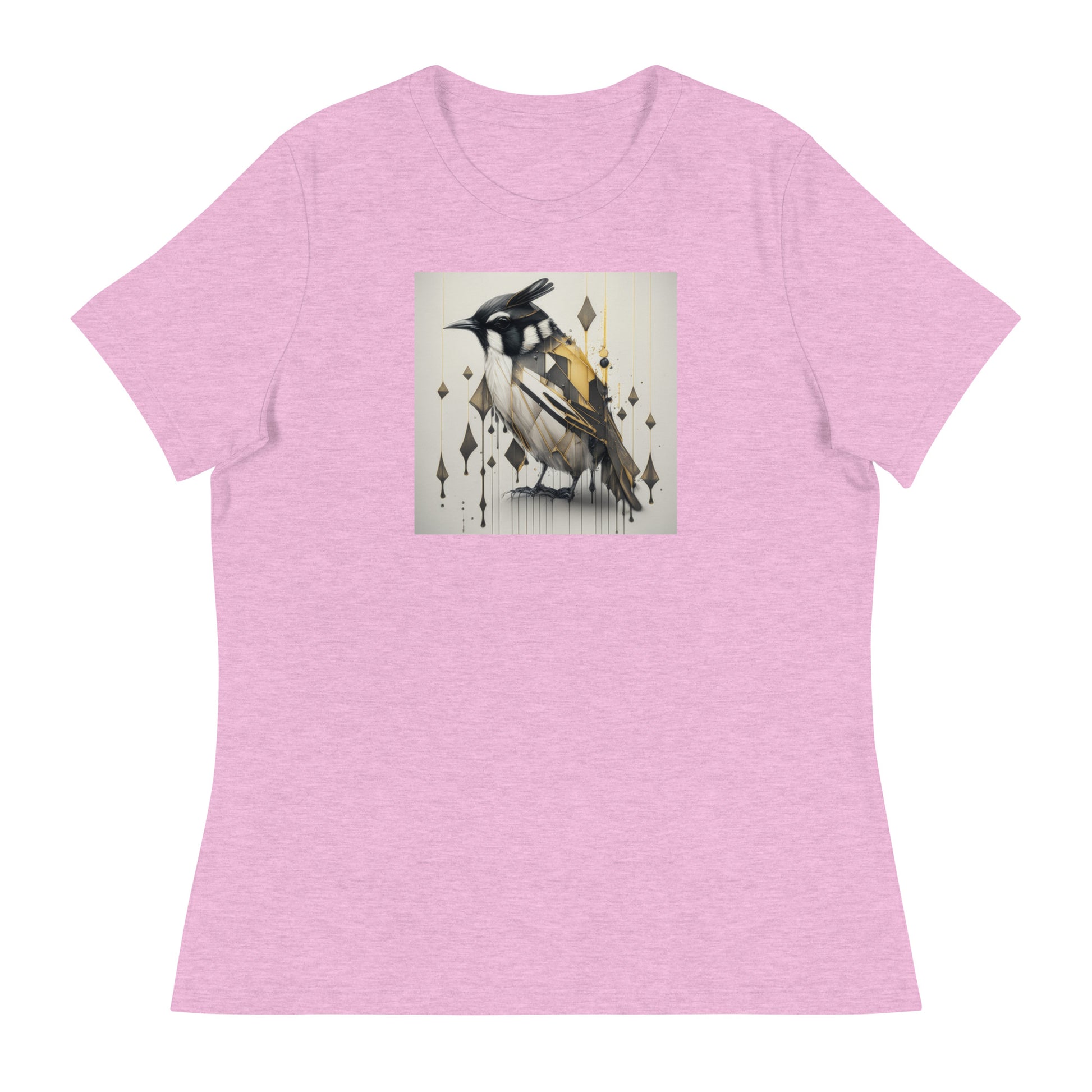 Geometric Chickadee Bird Women's Graphic Tee Heather Prism Lilac