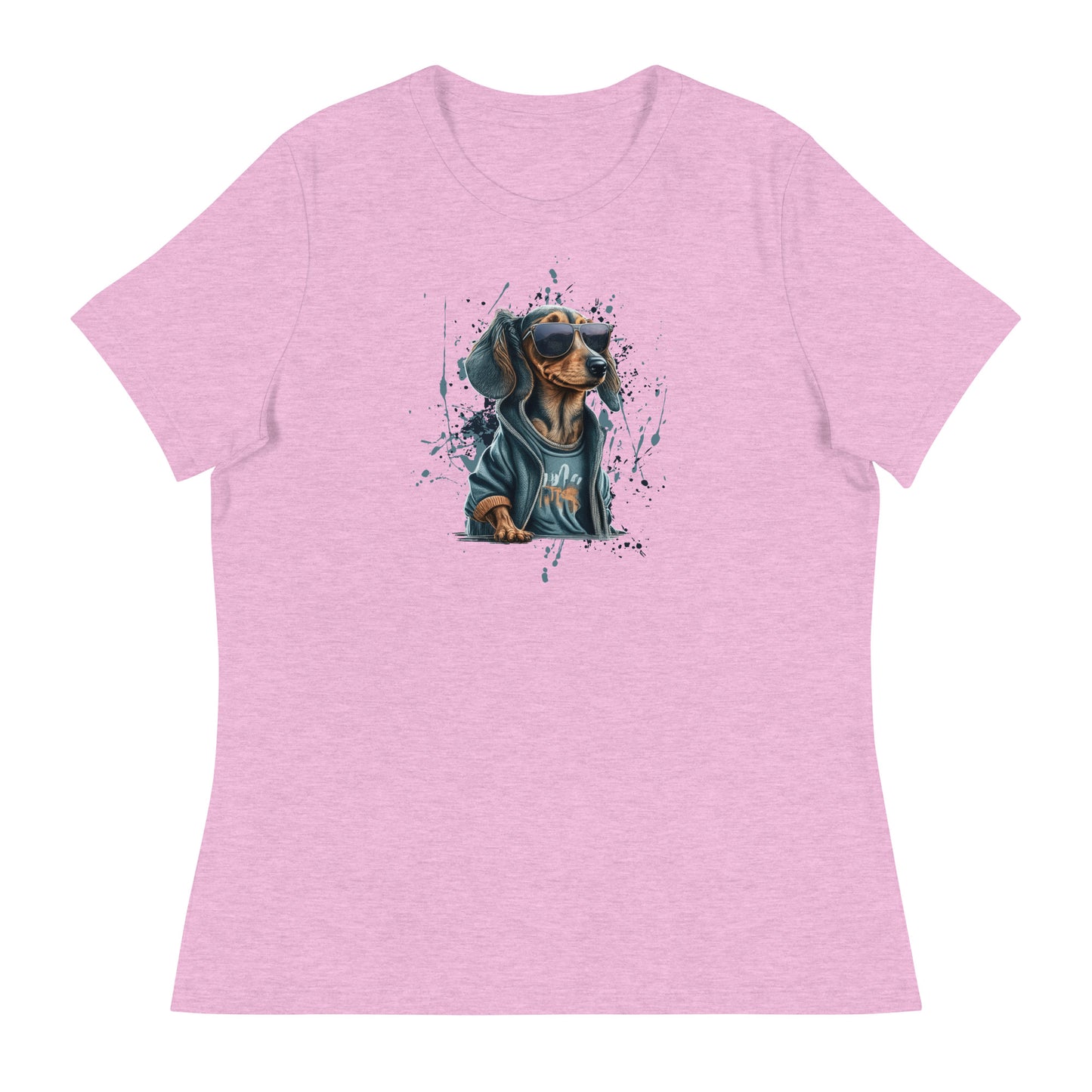 Cool Dachshund in Sunglasses Women's Dog T-Shirt Heather Prism Lilac