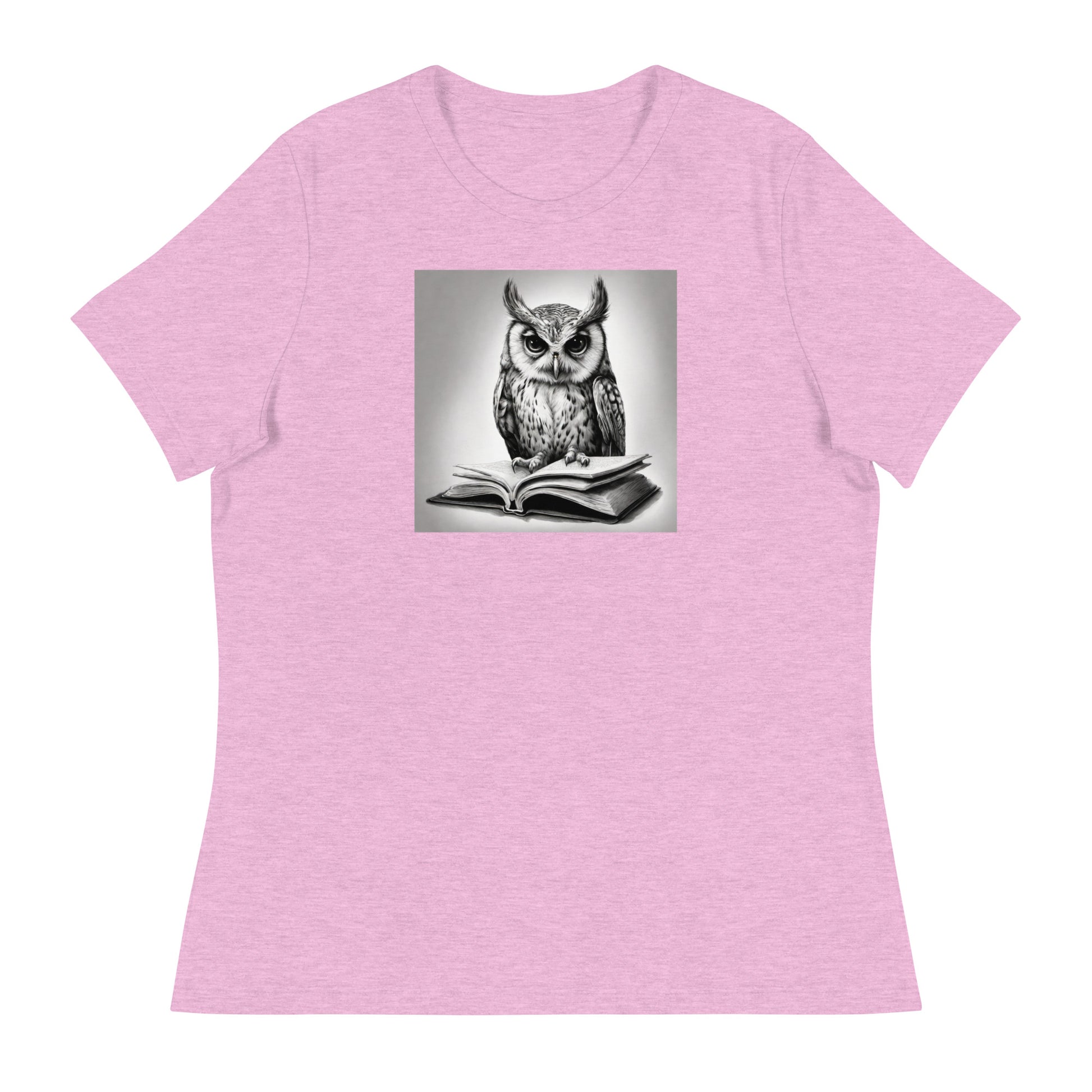 Booksmart Owl Women's Book Lover T-Shirt Heather Prism Lilac