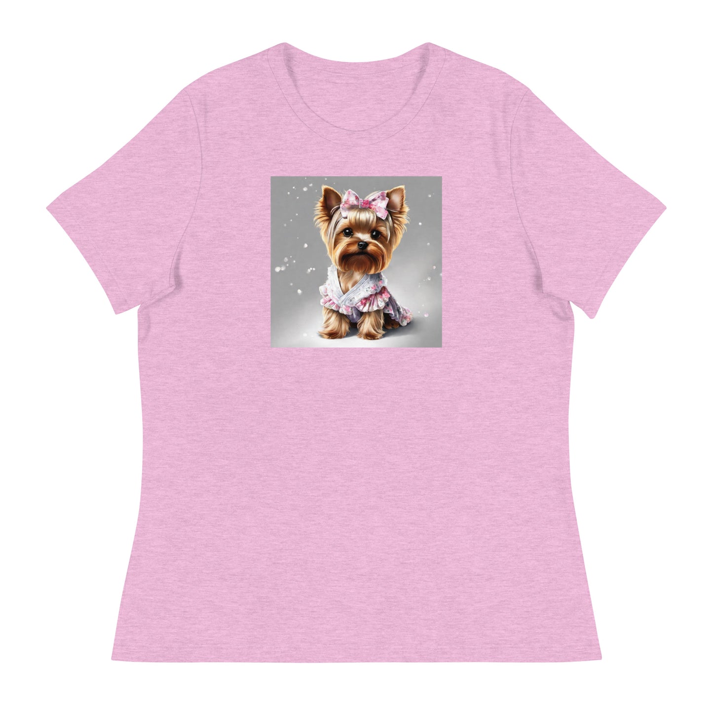 Yorkie Princess Women's Dog Lover T-Shirt Heather Prism Lilac