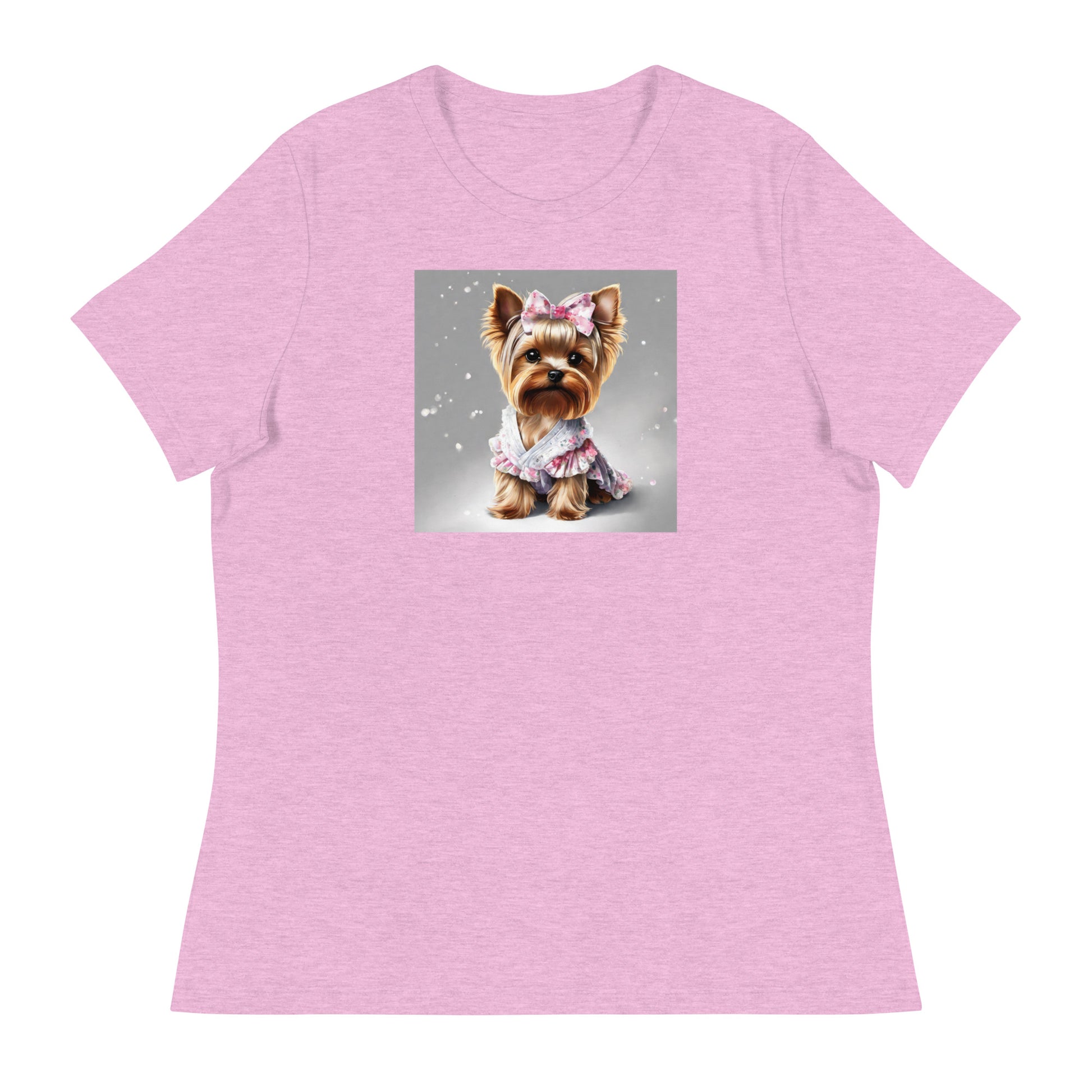 Yorkie Princess Women's Dog Lover T-Shirt Heather Prism Lilac