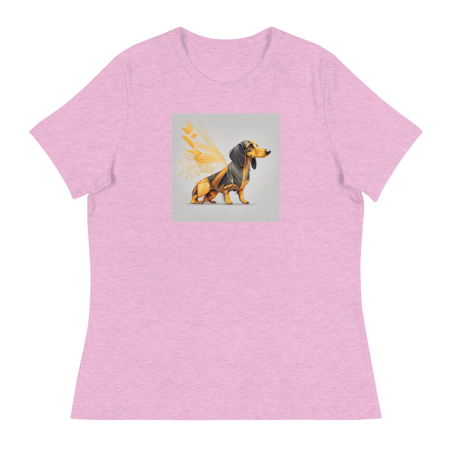 Dachshund with Wings Women's Dog Lover T-Shirt Heather Prism Lilac