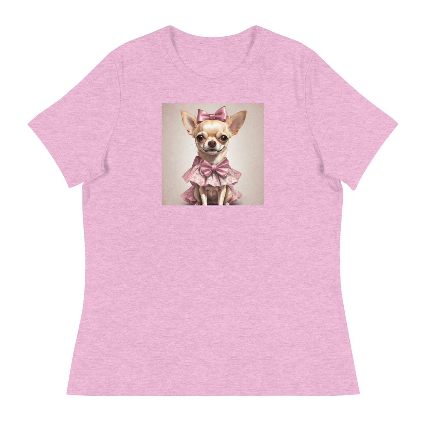 Chihuahua in Pink Dress Women's Dog Lover T-Shirt Heather Prism Lilac