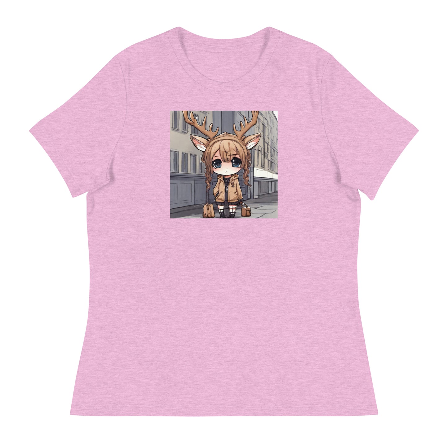 Spirit of the Deer Women's Anime T-Shirt Heather Prism Lilac