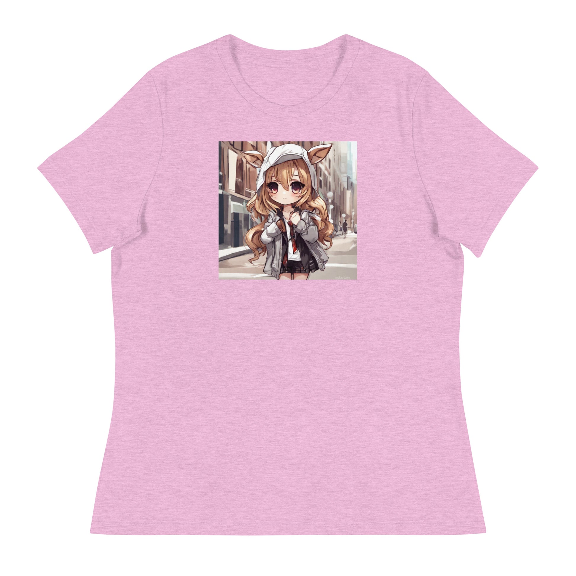 Deer Girl Women's Anime T-Shirt Heather Prism Lilac