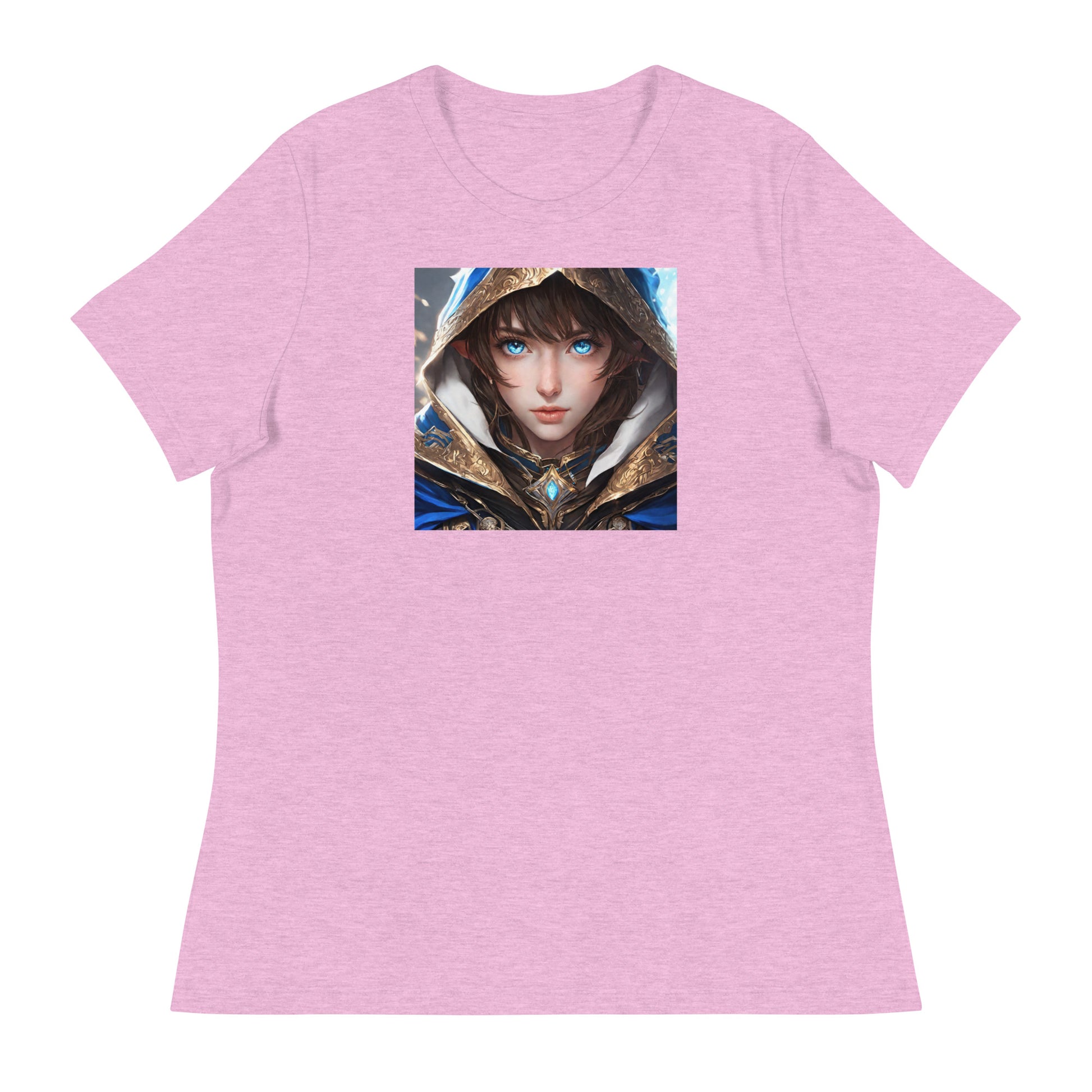 Blue-Eyed Elven Warrior Women's Anime T-Shirt Heather Prism Lilac