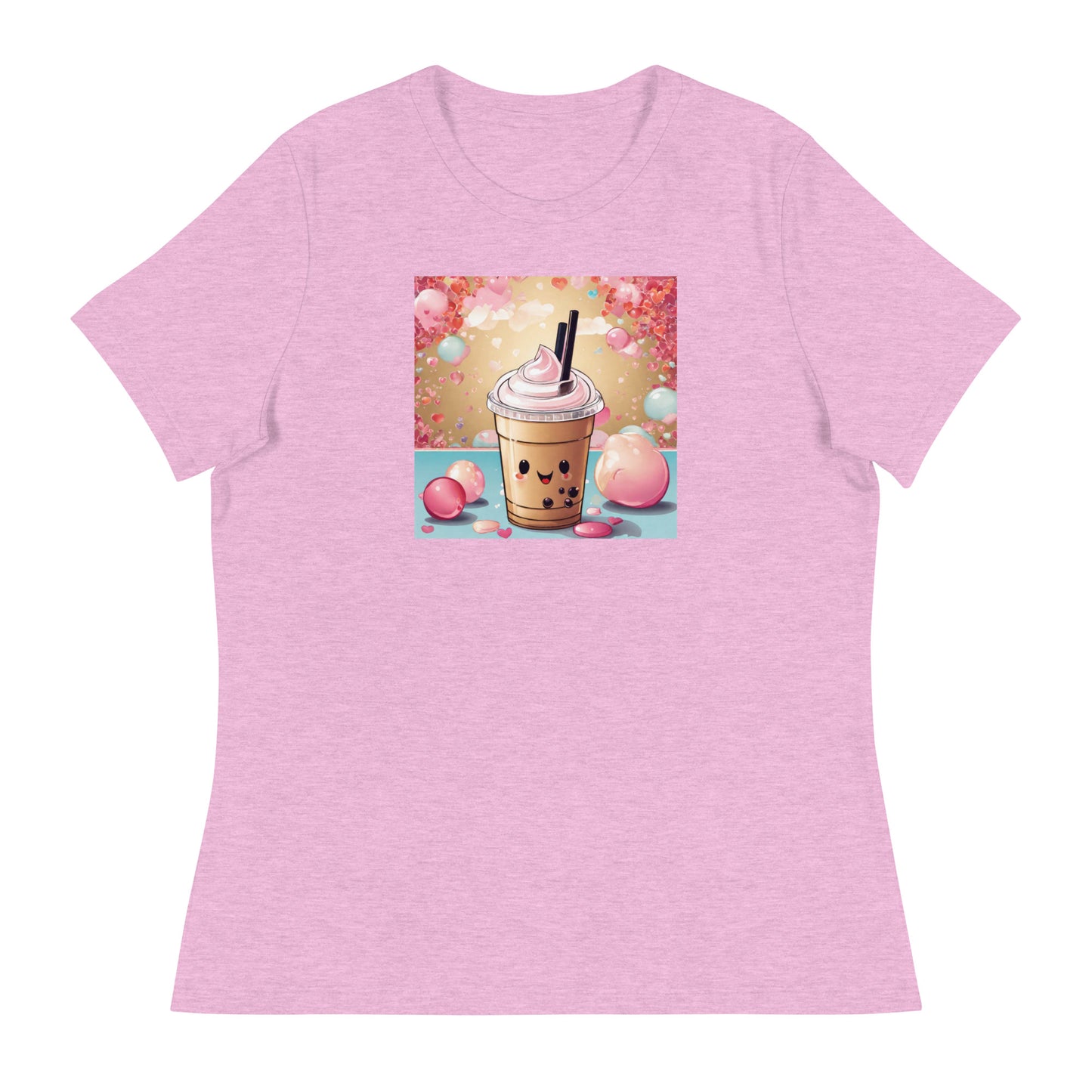 Cute Bubble Milk Tea Women's Boba T-Shirt Heather Prism Lilac