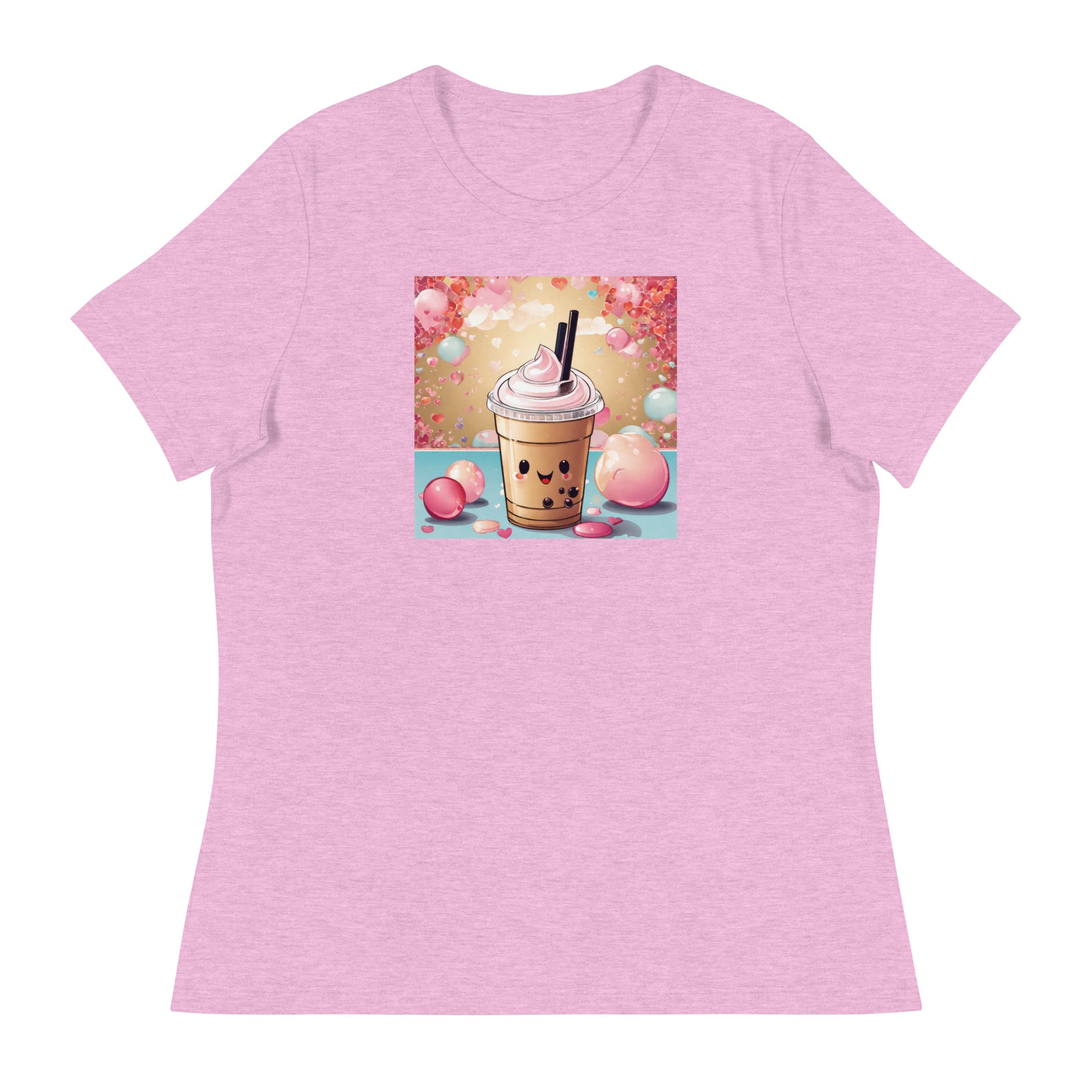 Cute Bubble Milk Tea Women's Boba T-Shirt Heather Prism Lilac