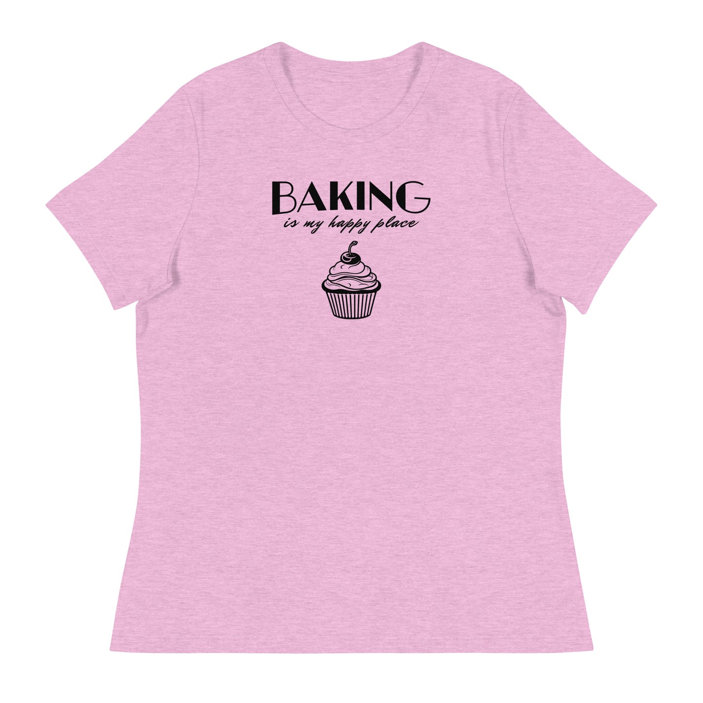 Women's Baking is my Happy Place T-Shirt Heather Prism Lilac