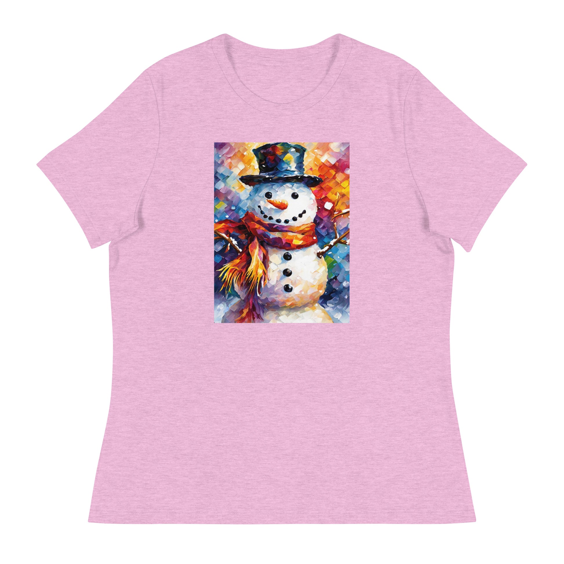 Happy Snowman Women's Christmas T-Shirt Heather Prism Lilac