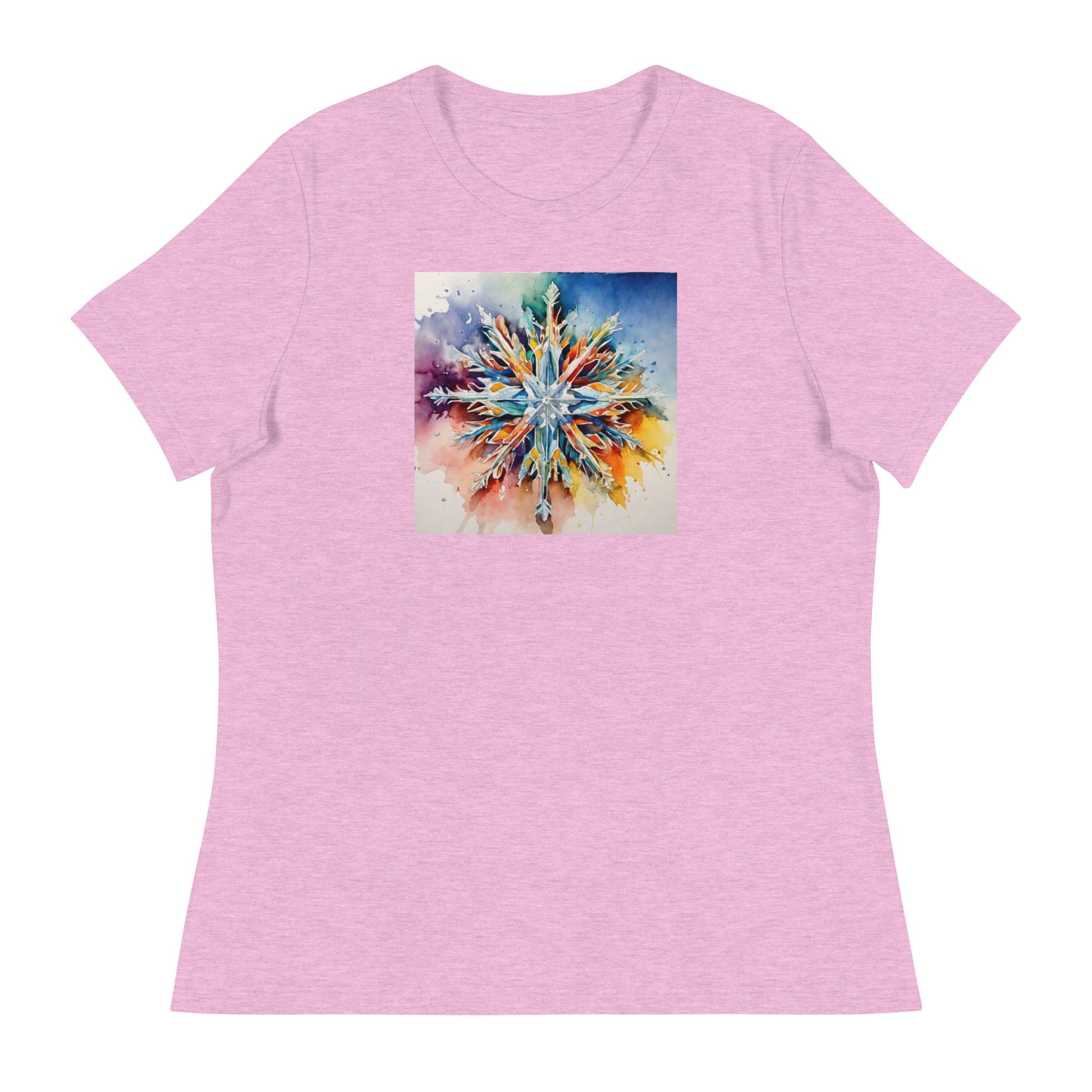 Colorful Snowflake Women's Christmas T-Shirt Heather Prism Lilac