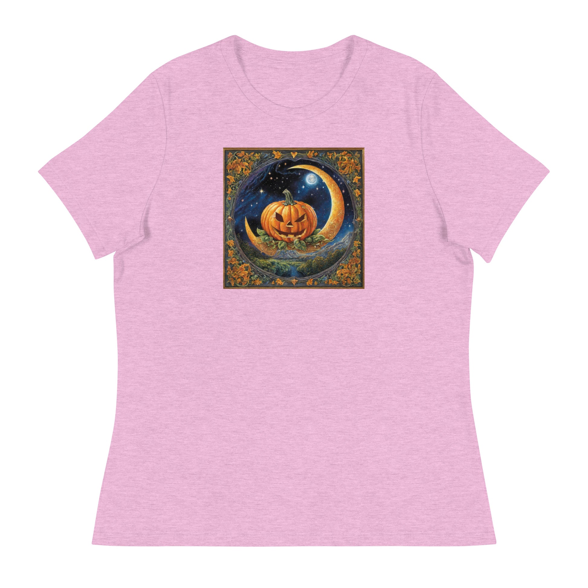 Jack O' Lantern Pumpkin Women's Halloween T-Shirt Heather Prism Lilac