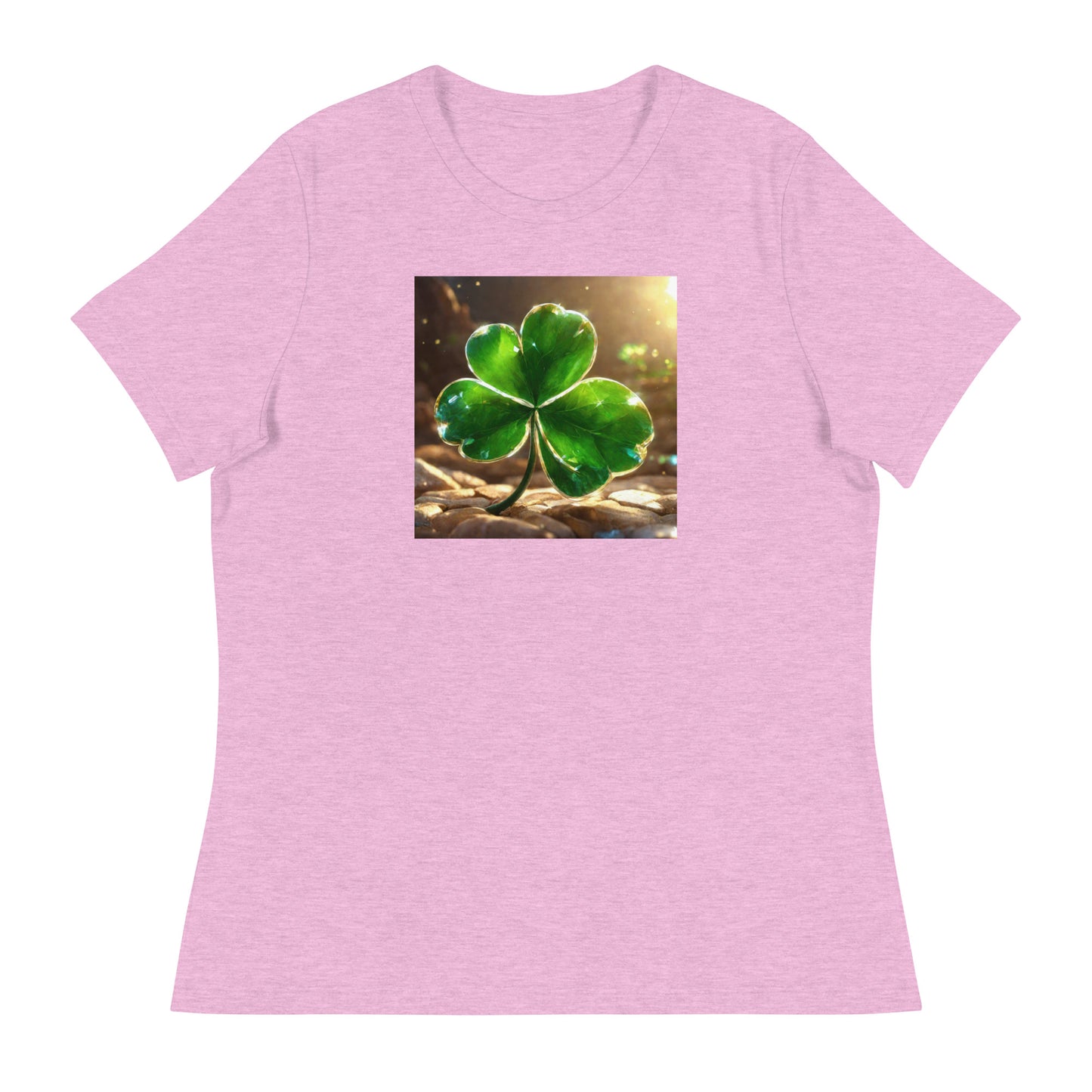 Lucky Four Leaf Clover Women's St Patrick's Day T-Shirt Heather Prism Lilac