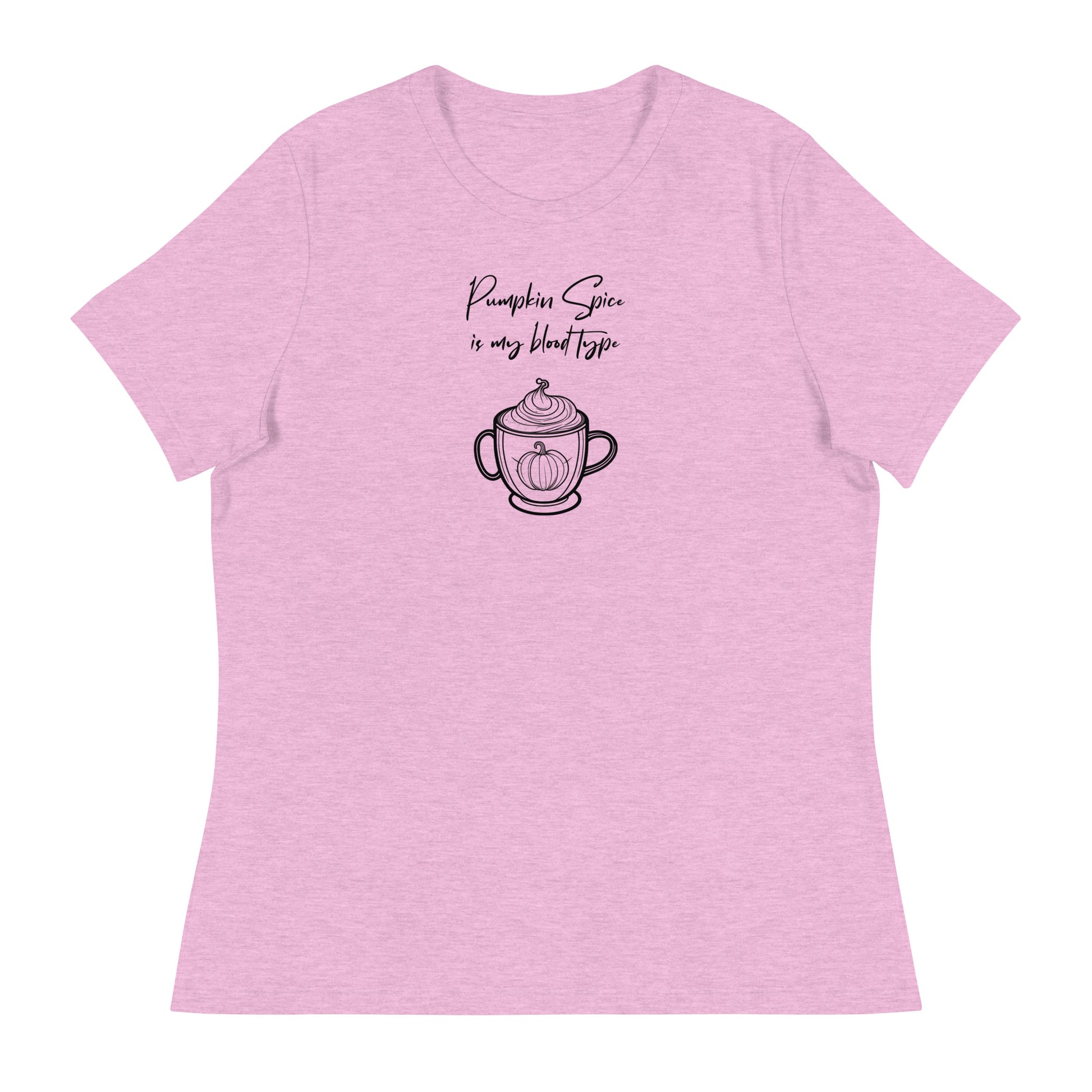 Pumpkin Spice is my Blood Type Women's Fall T-Shirt Heather Prism Lilac