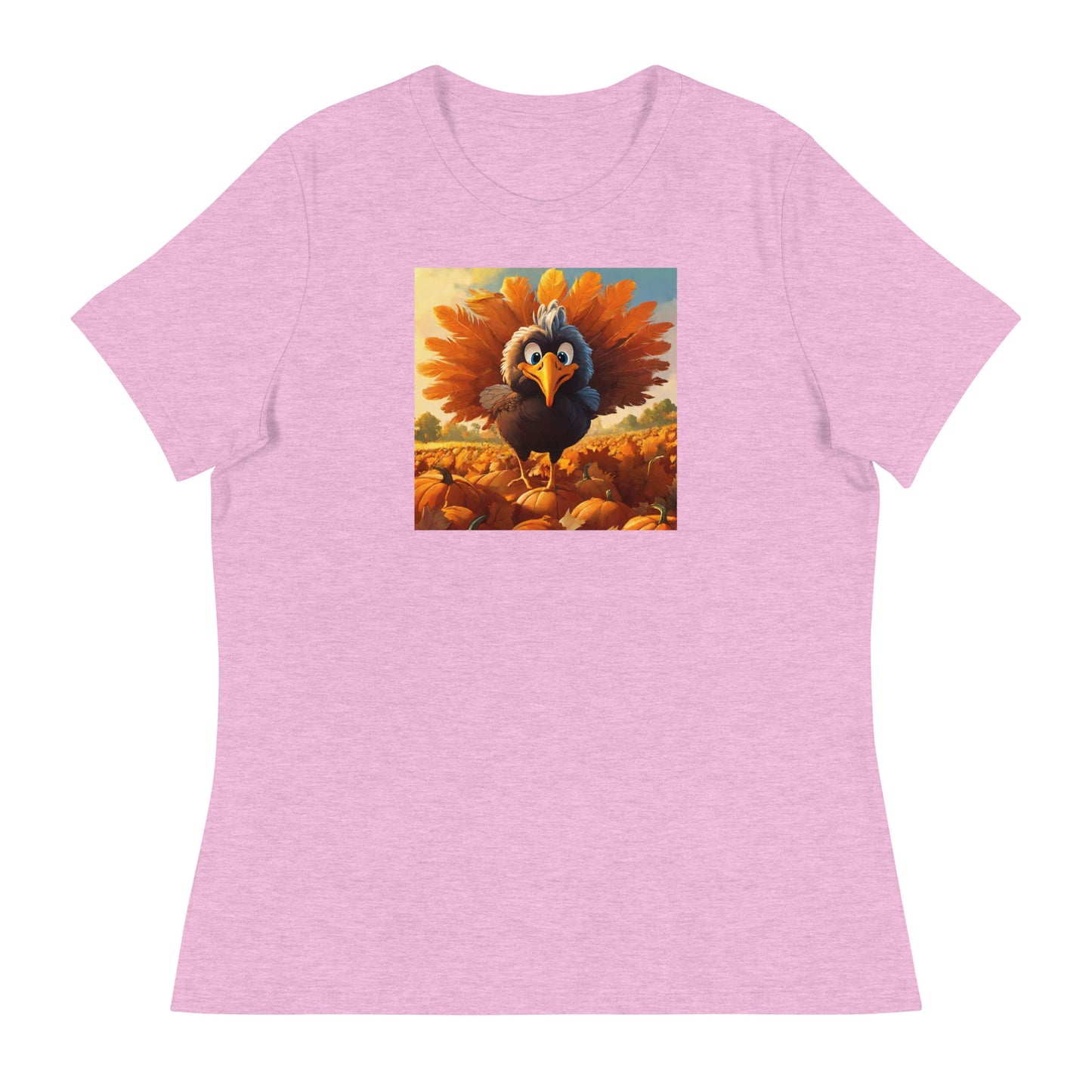 Cute Turkey Women's Thanksgiving T-Shirt Heather Prism Lilac