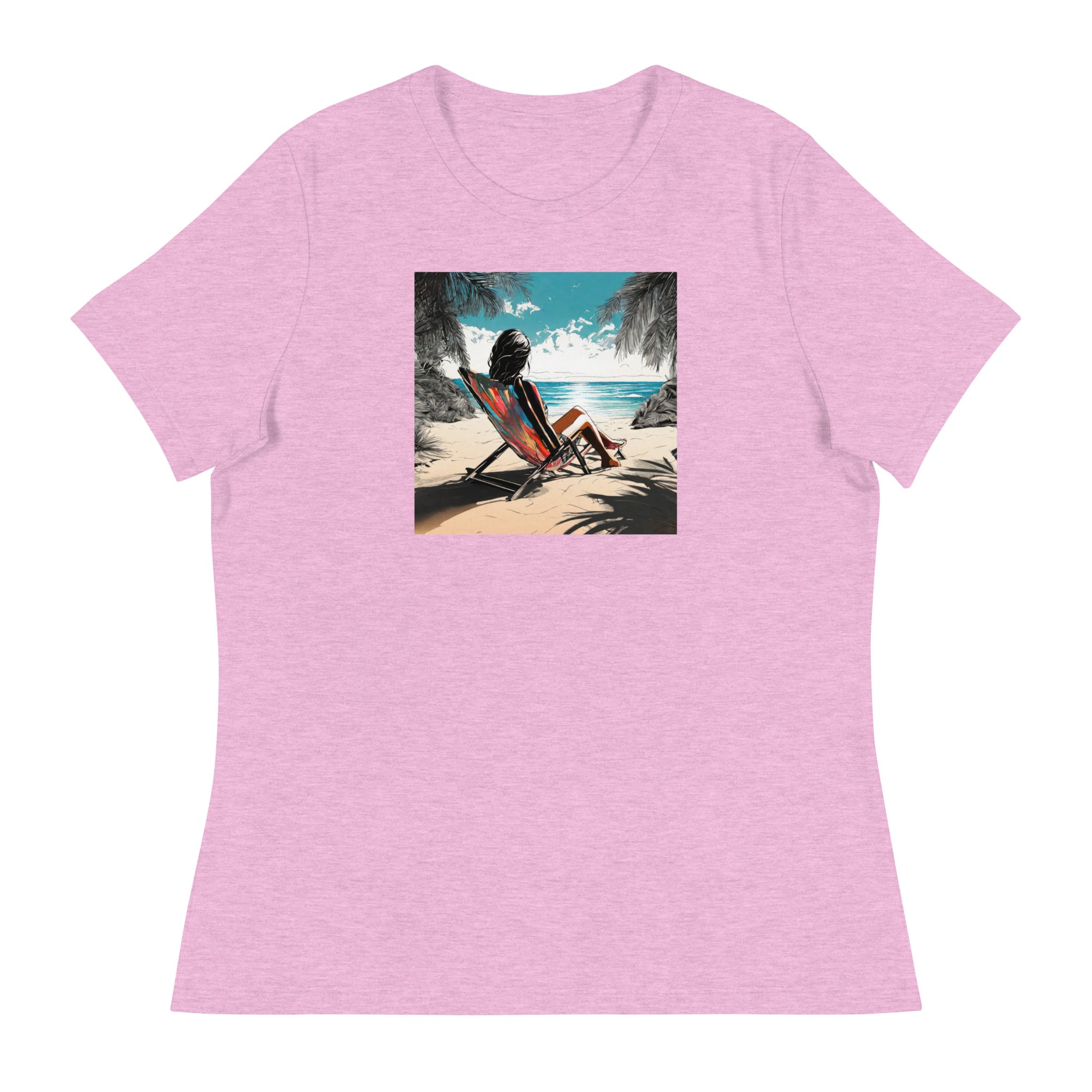 Relaxing on the Beach Women's Summer T-Shirt Heather Prism Lilac