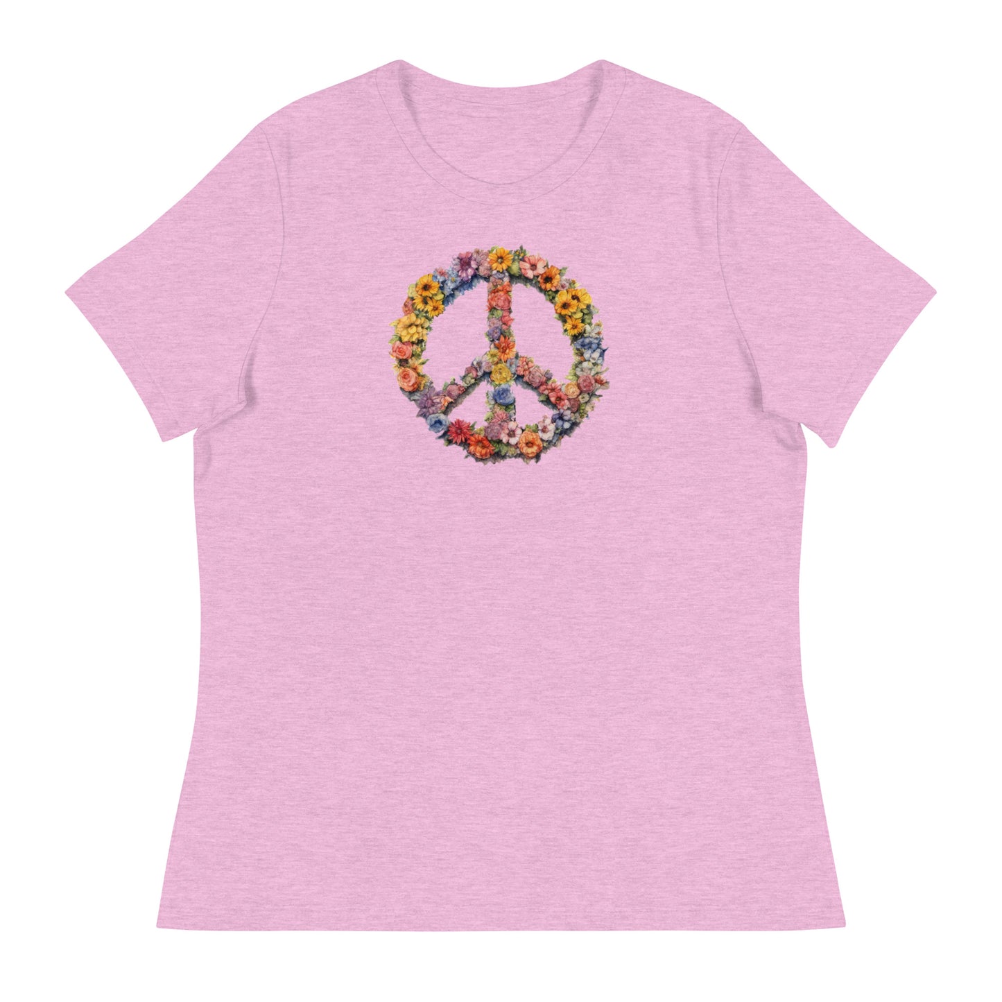 Flower Peace Sign Women's T-Shirt Heather Prism Lilac