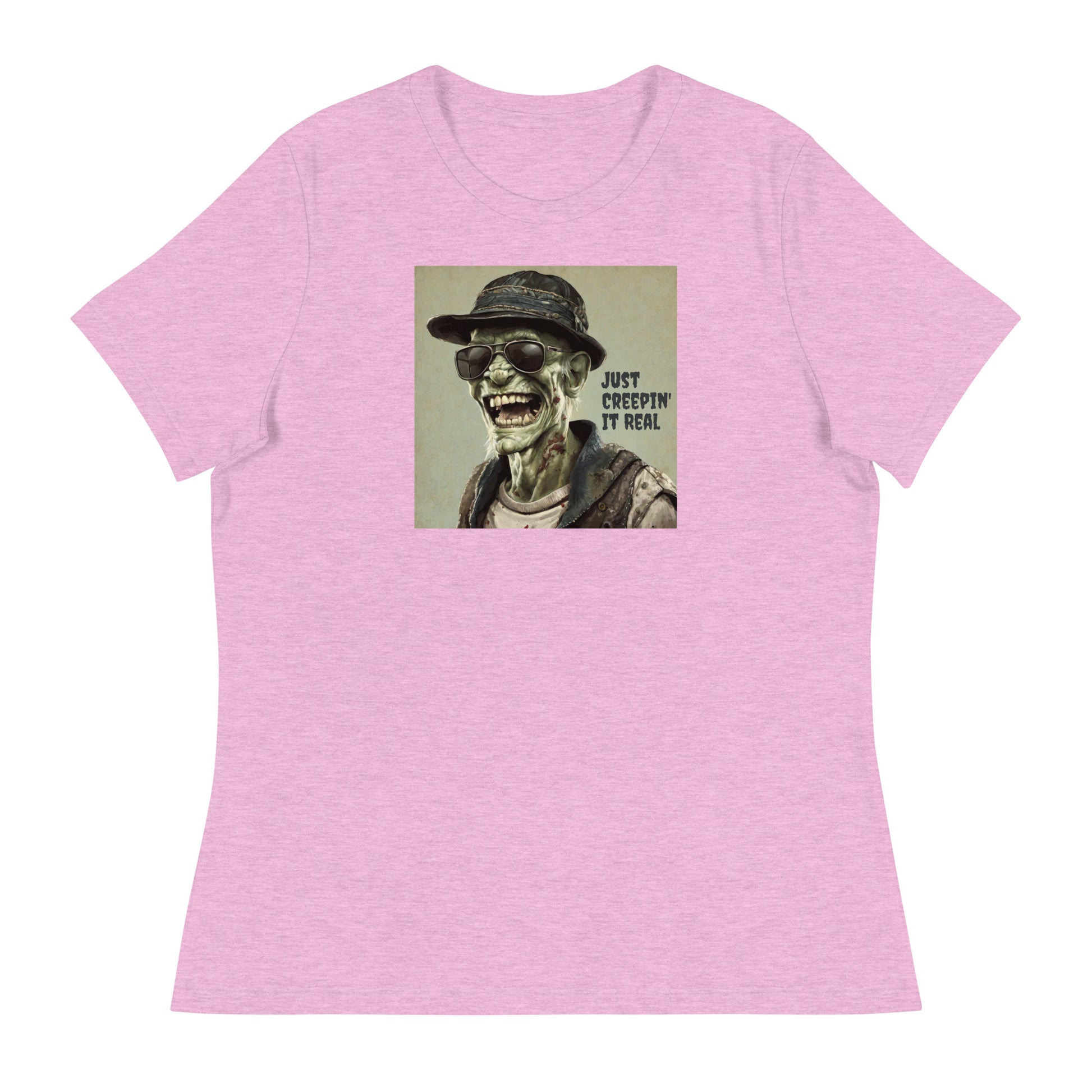 Just Creepin' It Real Women's Zombie T-Shirt for Halloween Heather Prism Lilac