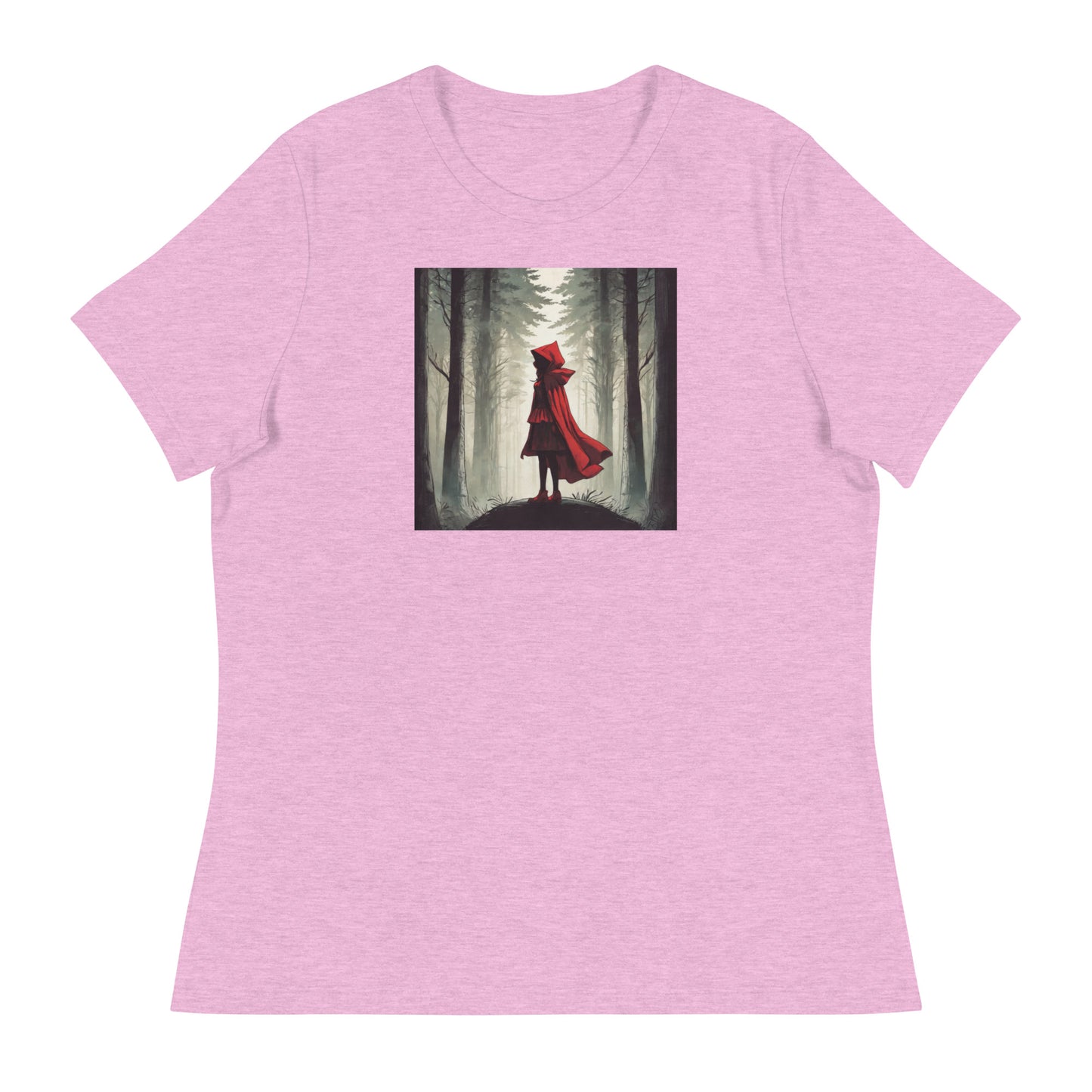 Bold Red Riding Hood in Forest Women's Fairy Tale T-Shirt Heather Prism Lilac