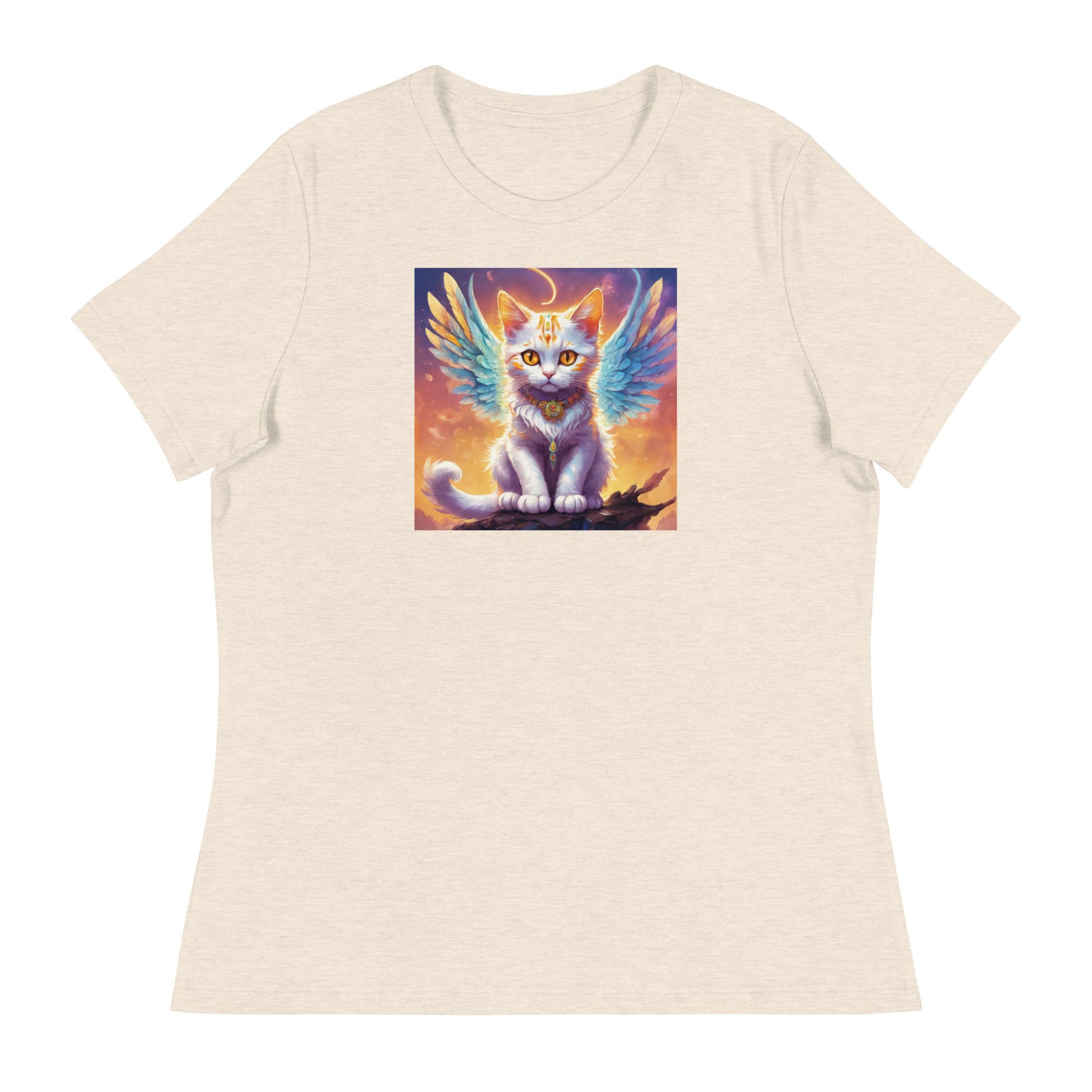 Cat with Wings Women's Graphic Tee Heather Prism Natural