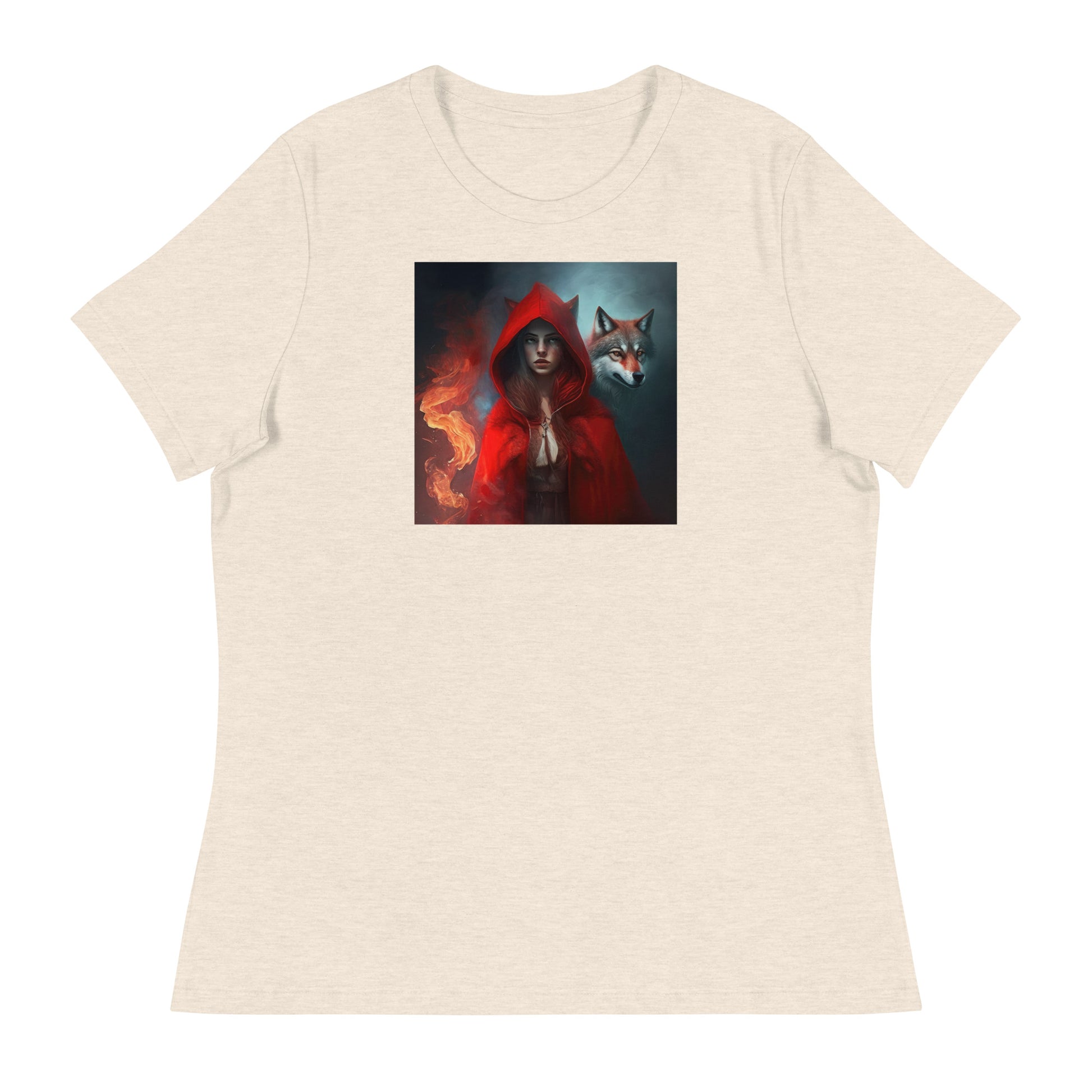 Fiery Red Riding Hood & Wolf Women's T-Shirt Heather Prism Natural