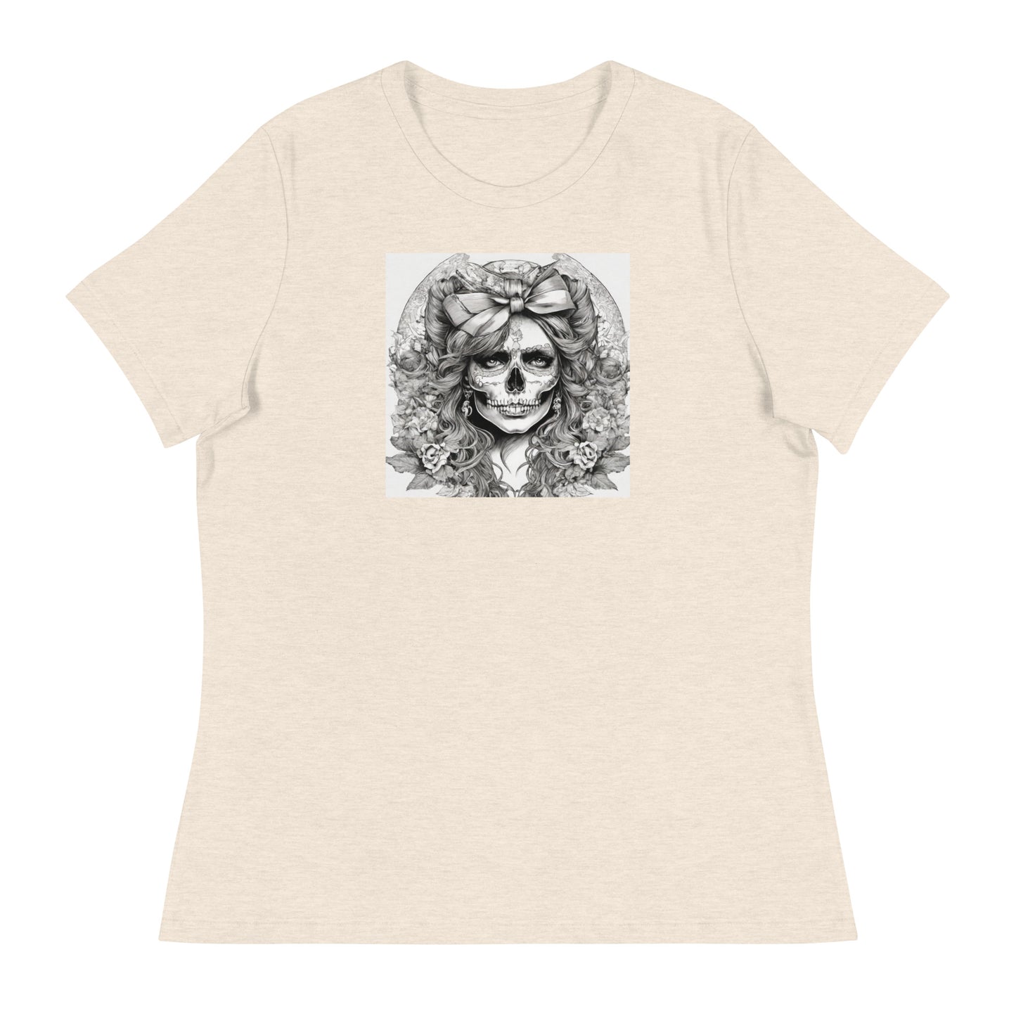 Day of the Dead Princess T-Shirt Heather Prism Natural