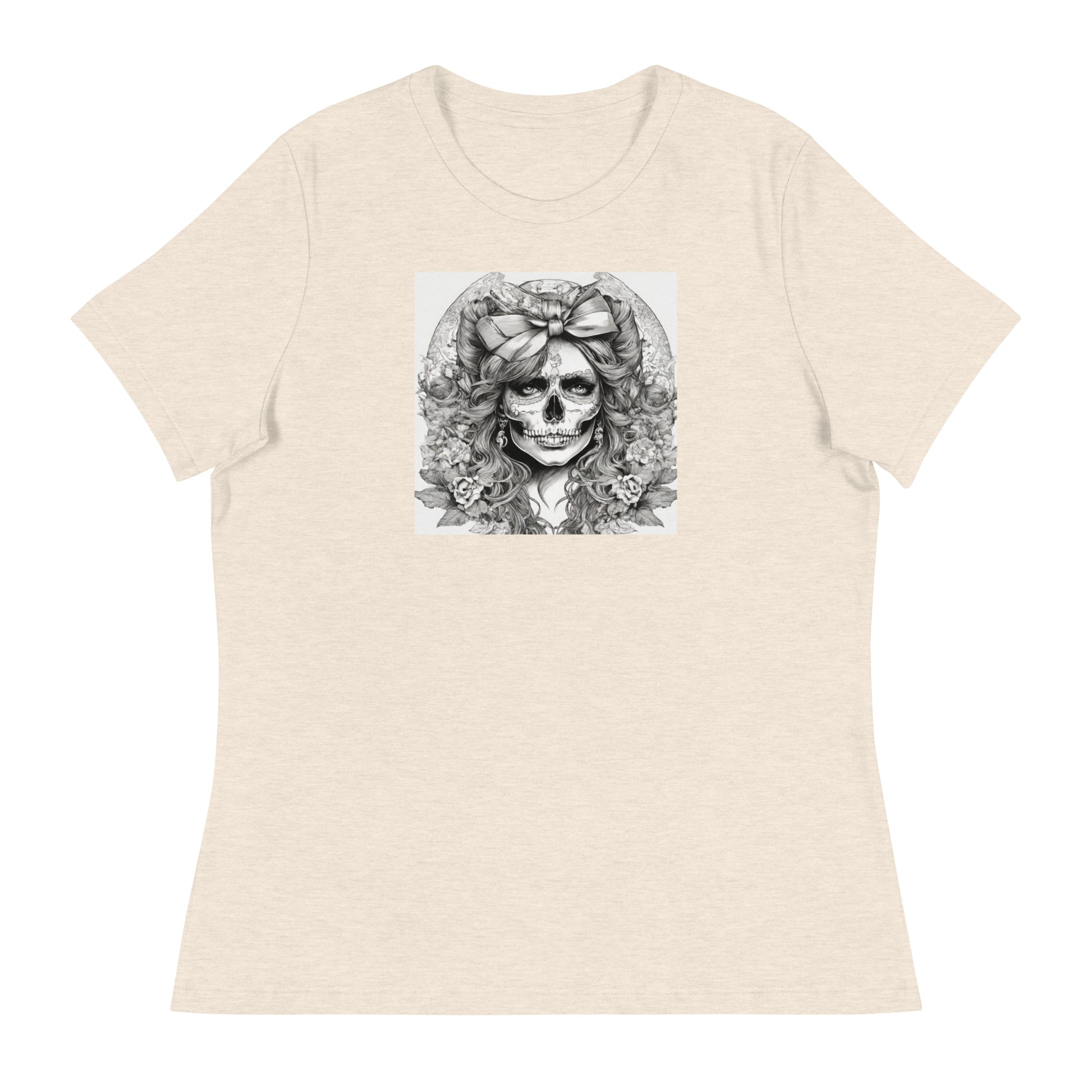 Day of the Dead Princess T-Shirt Heather Prism Natural