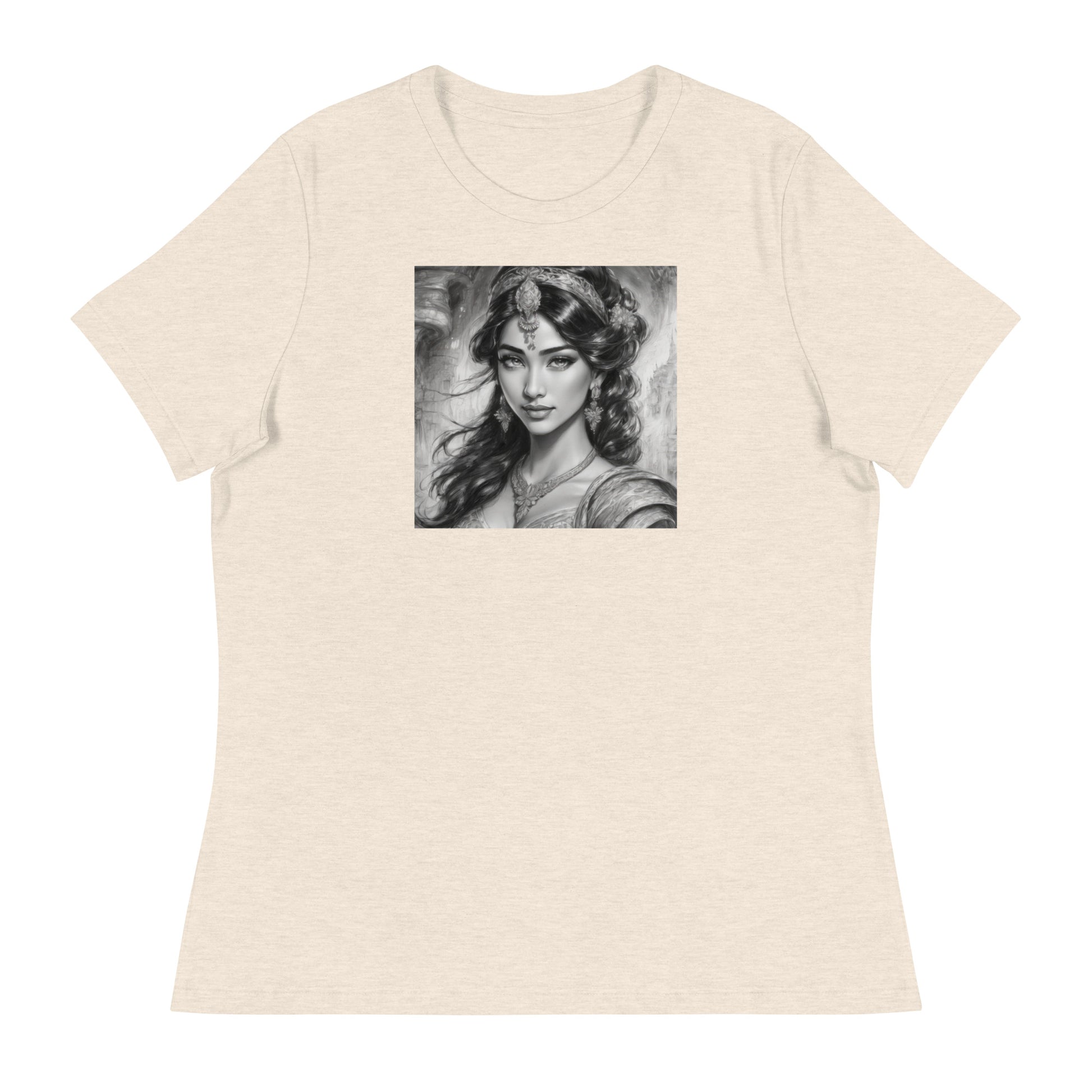 Princess Jasmine Pencil Sketch Women's T-Shirt Heather Prism Natural