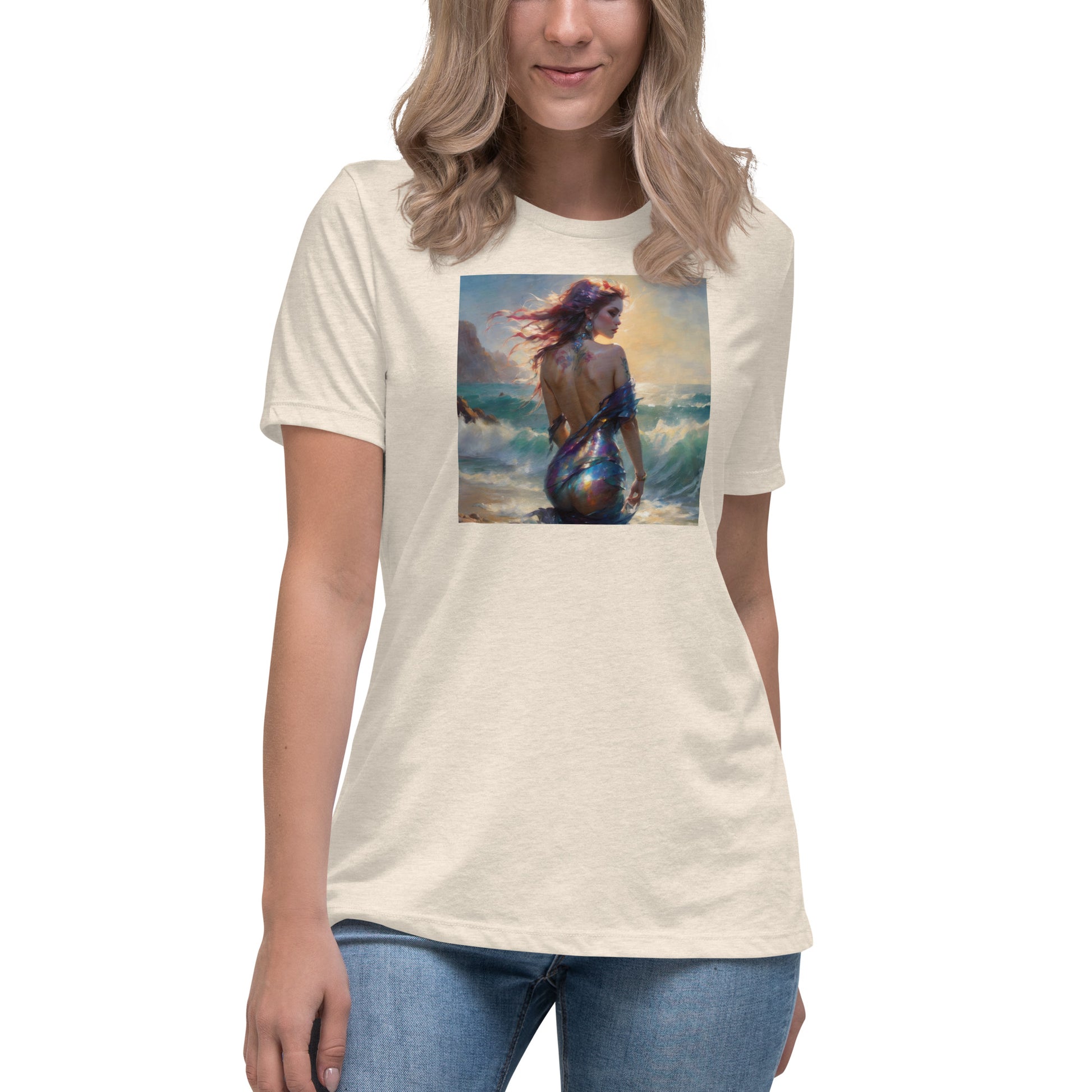 Enchanting Mermaid on Beach Women's Fantasy T-Shirt