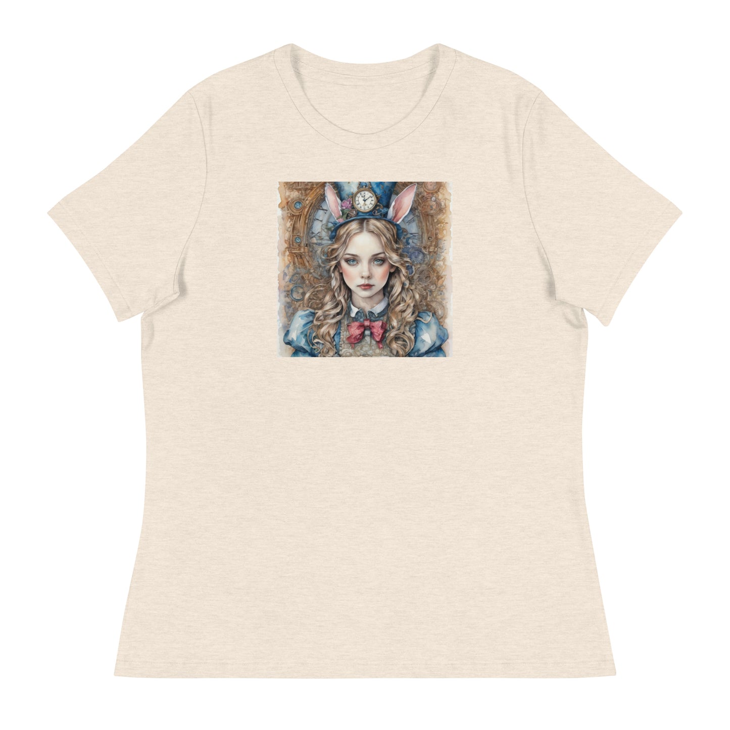 Alice in Wonderland with Bunny Ears Women's T-Shirt Heather Prism Natural